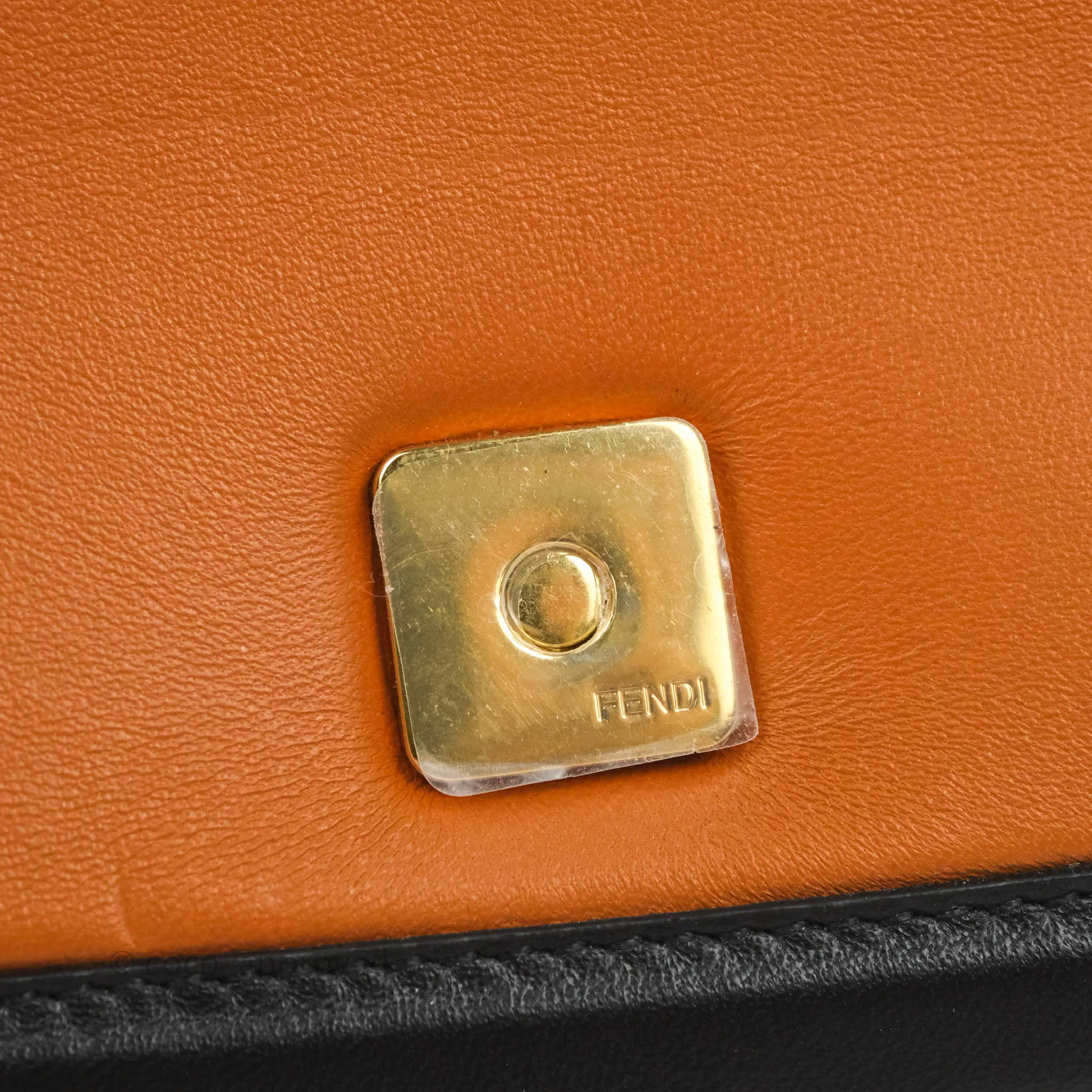 Fendi Mini Baguette Chain Bag Bi-Color Brown/Black Nappa