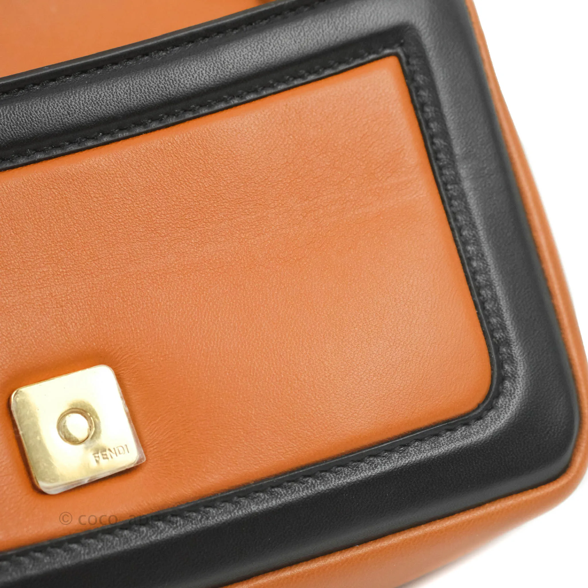 Fendi Mini Baguette Chain Bag Bi-Color Brown/Black Nappa