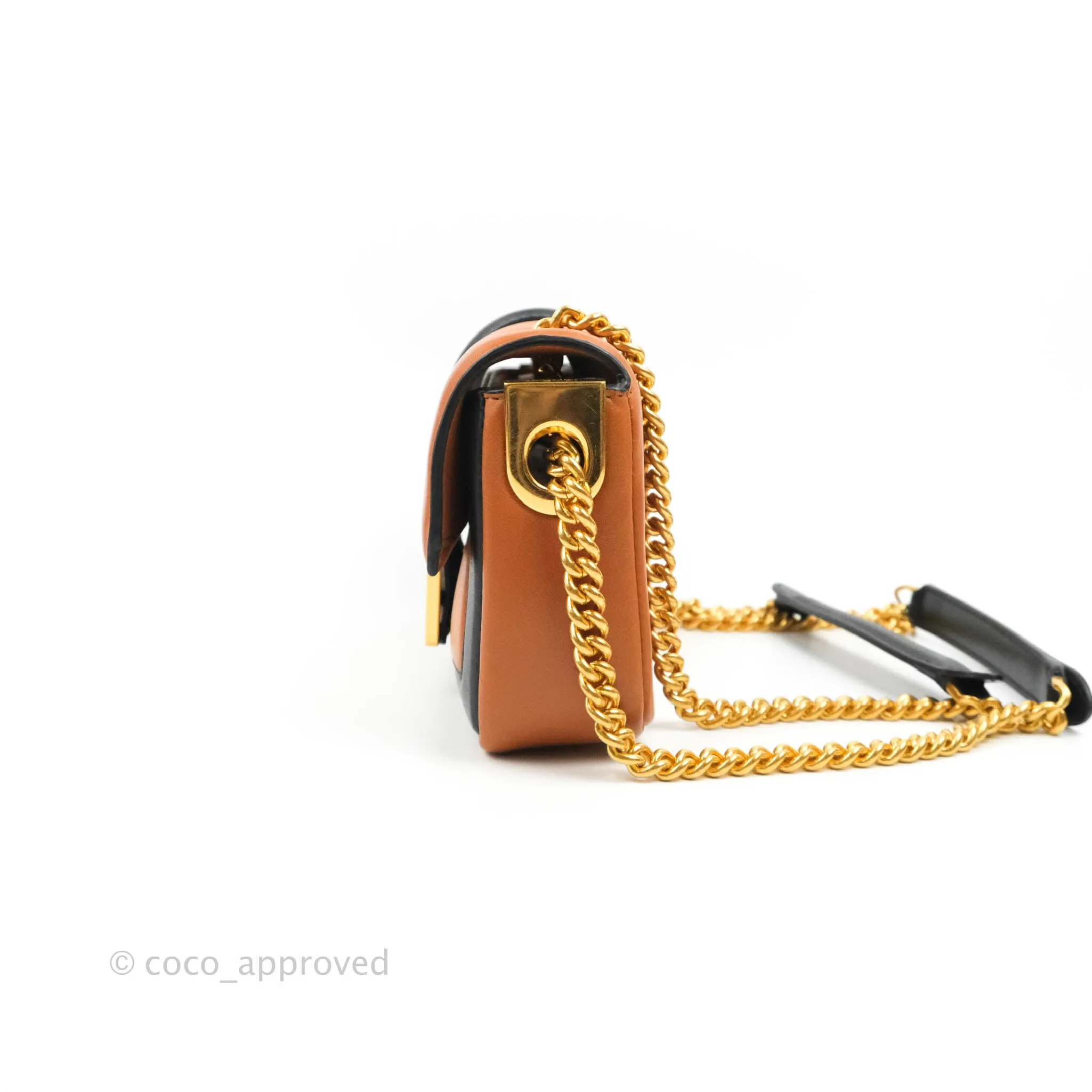 Fendi Mini Baguette Chain Bag Bi-Color Brown/Black Nappa
