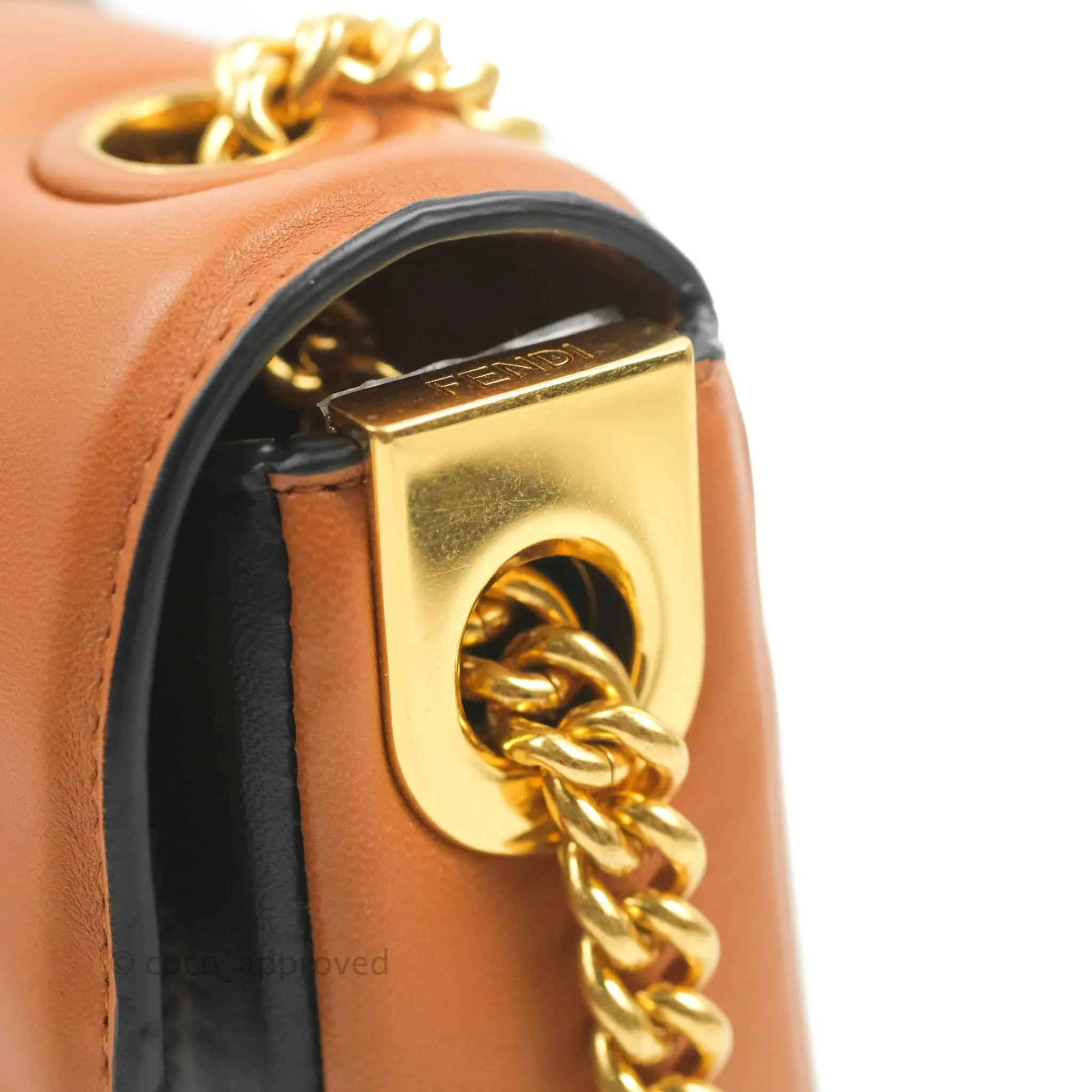 Fendi Mini Baguette Chain Bag Bi-Color Brown/Black Nappa