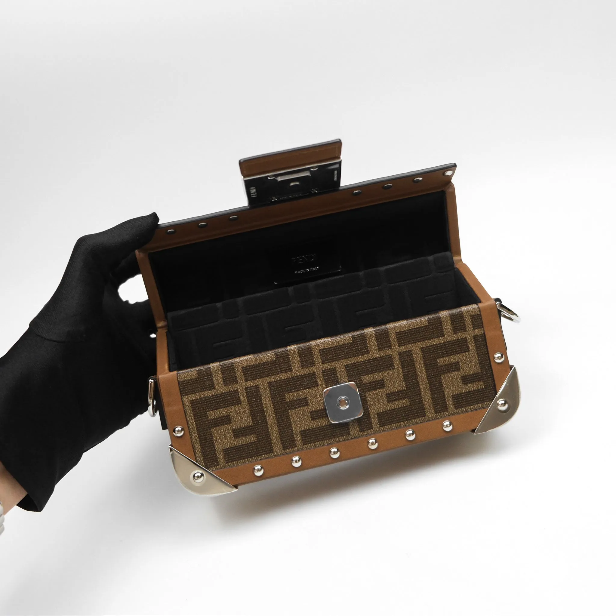 Fendi Mini Baguette Trunk Brown Zucca Canvas