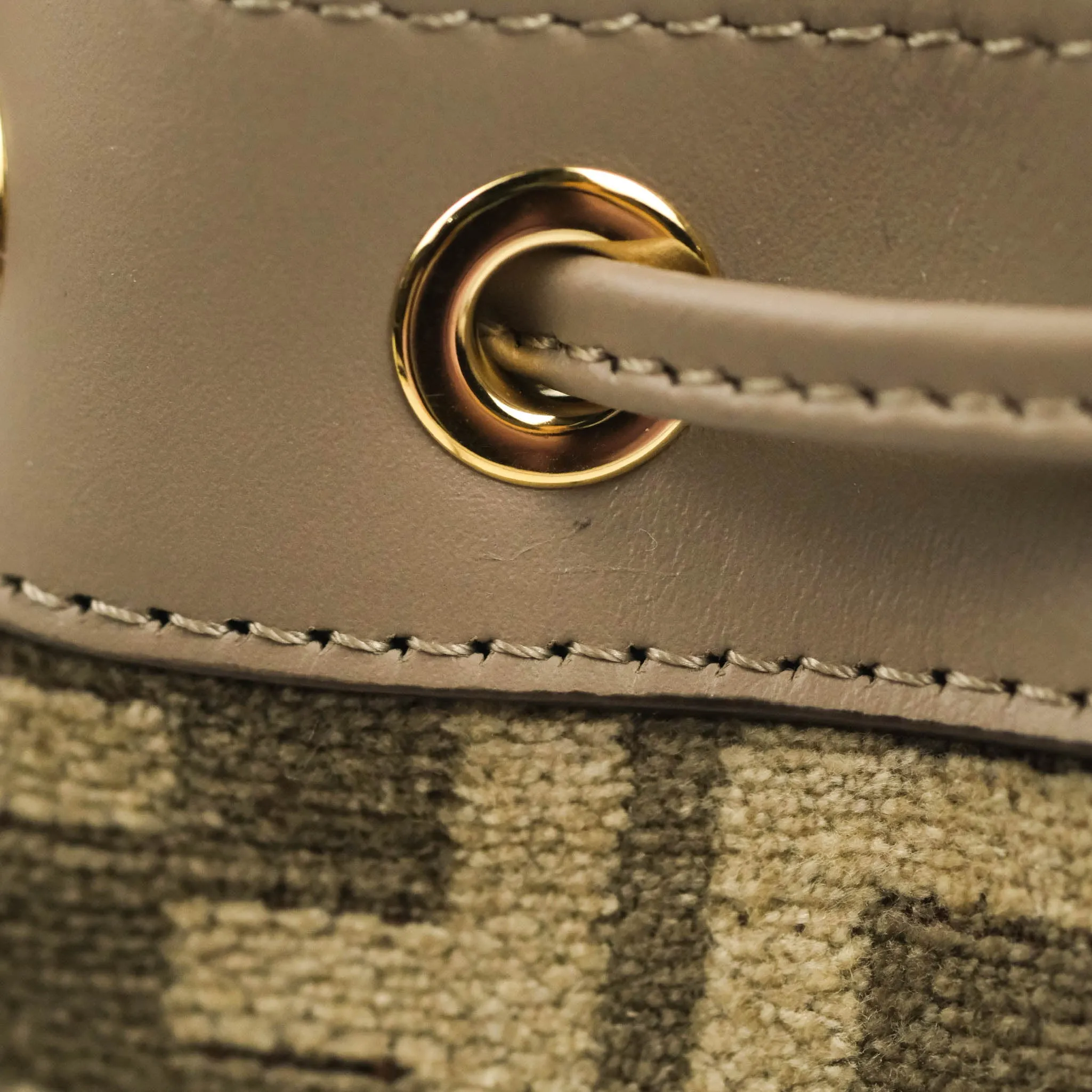 Fendi Mini Mon Tresor Bucket Bag Dove Grey Tapestry Fabric