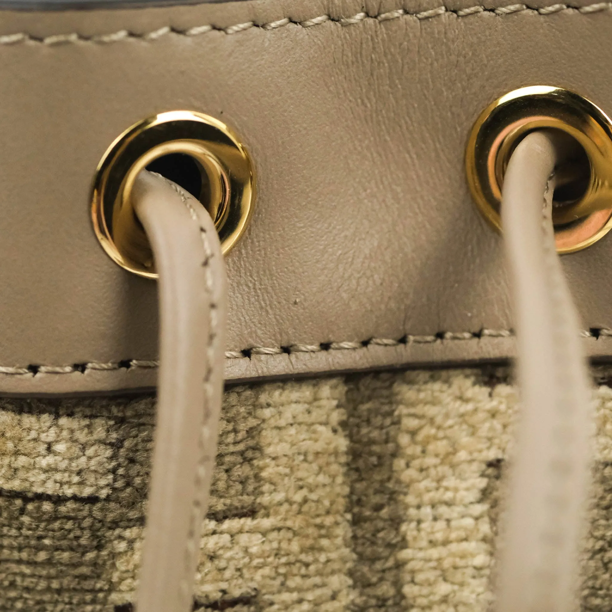 Fendi Mini Mon Tresor Bucket Bag Dove Grey Tapestry Fabric