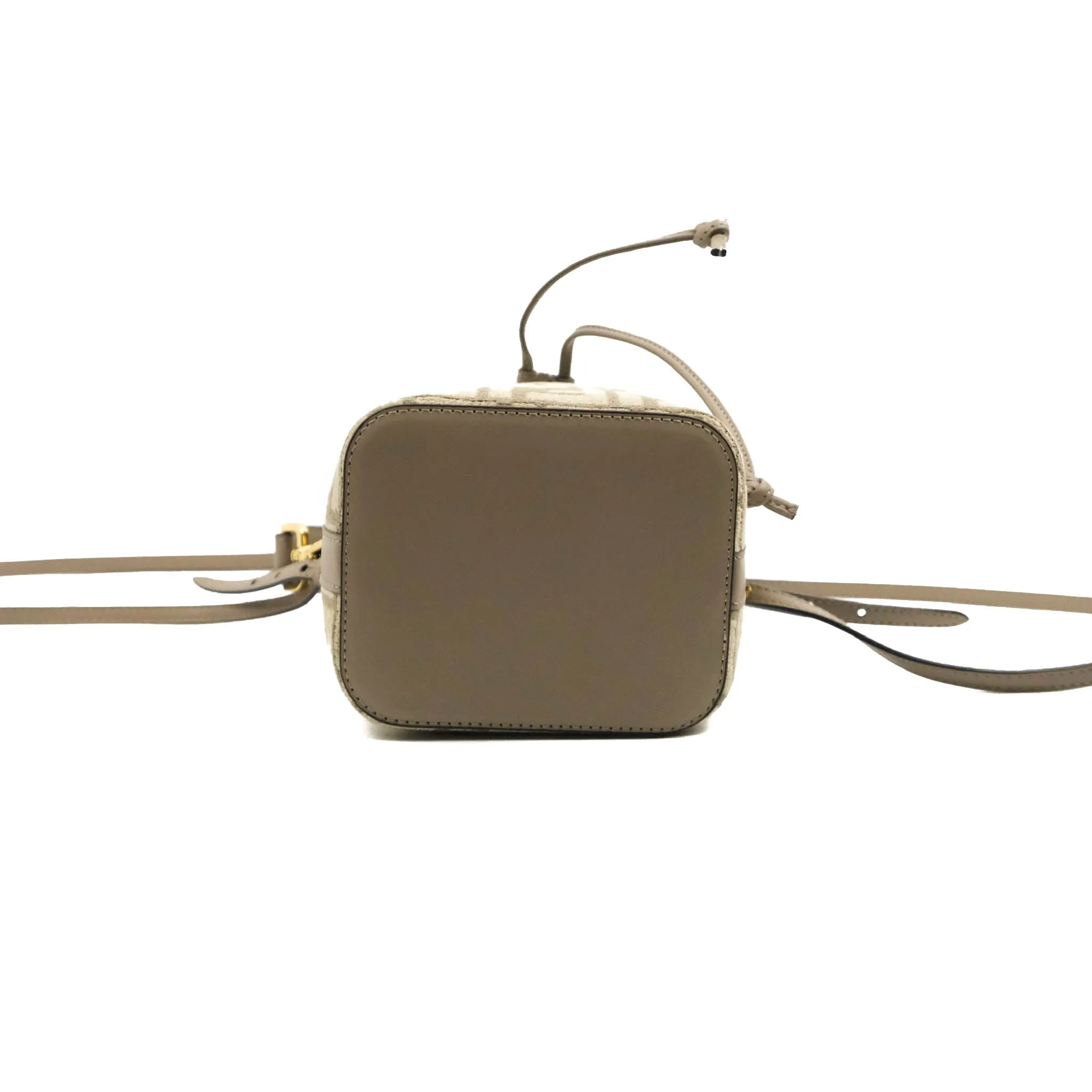 Fendi Mini Mon Tresor Bucket Bag Dove Grey Tapestry Fabric