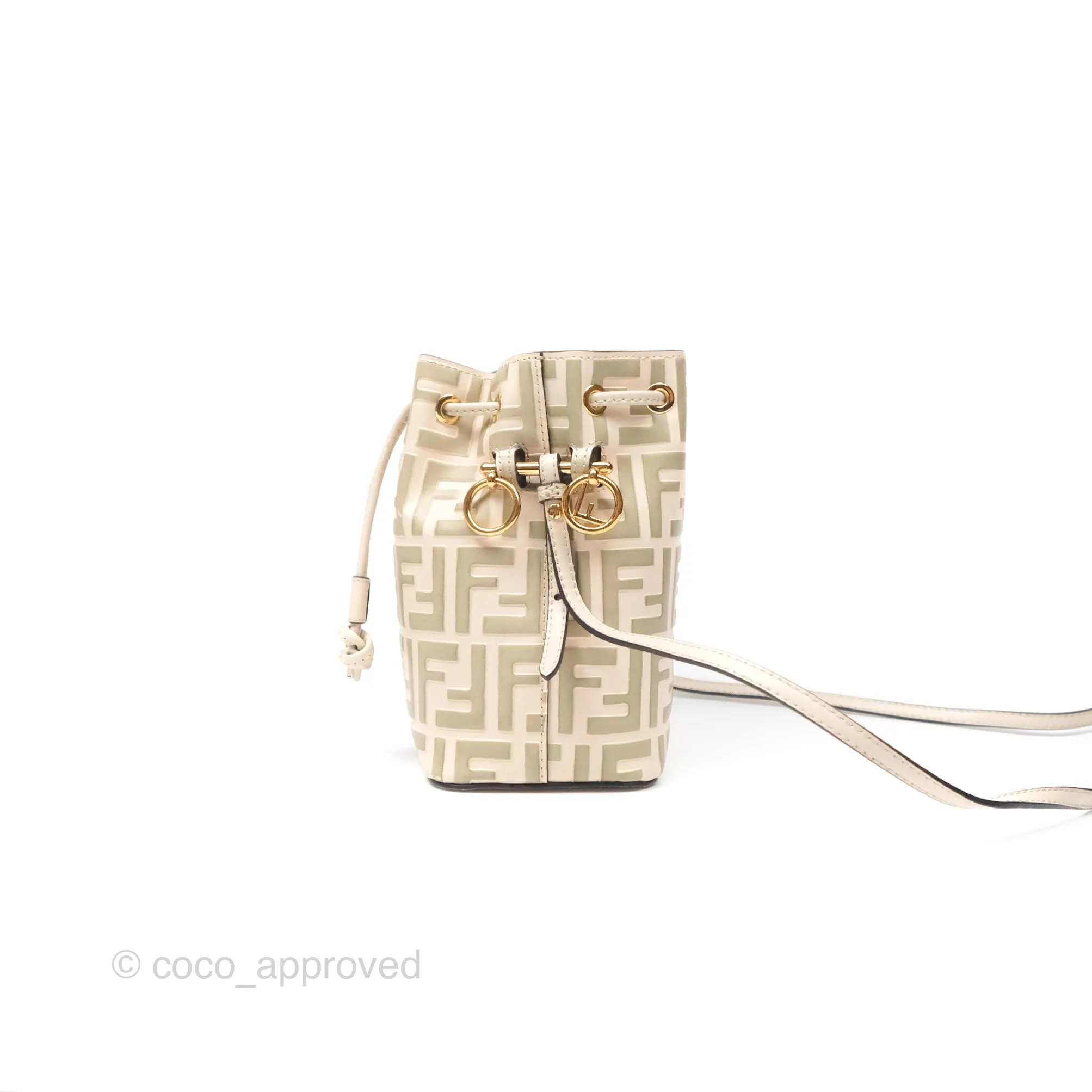 Fendi Mini Mon Tresor Bucket Bag FF Motif Beige
