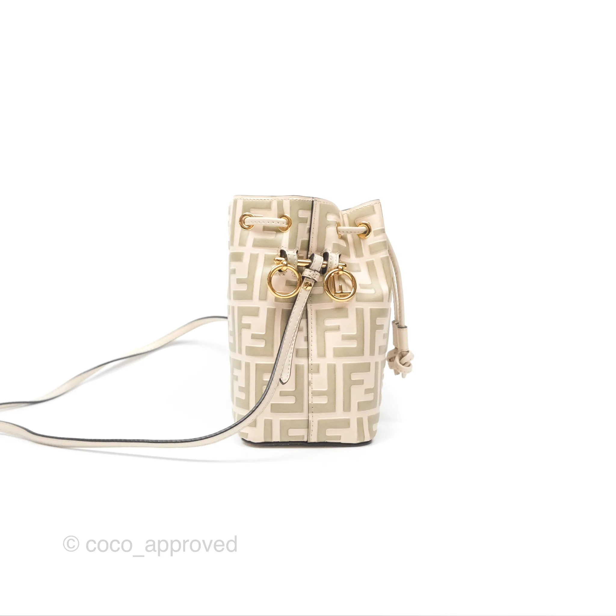 Fendi Mini Mon Tresor Bucket Bag FF Motif Beige