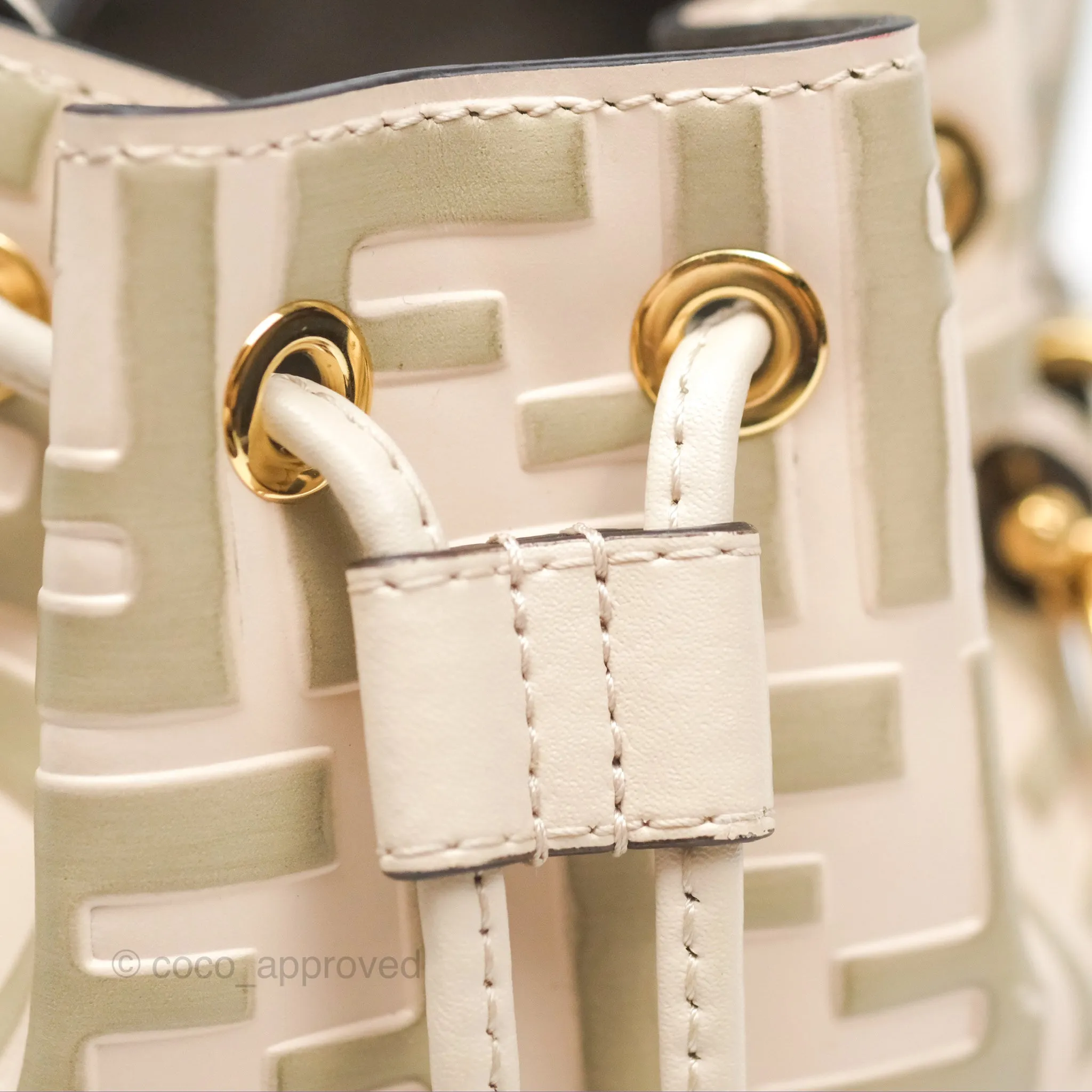 Fendi Mini Mon Tresor Bucket Bag FF Motif Beige