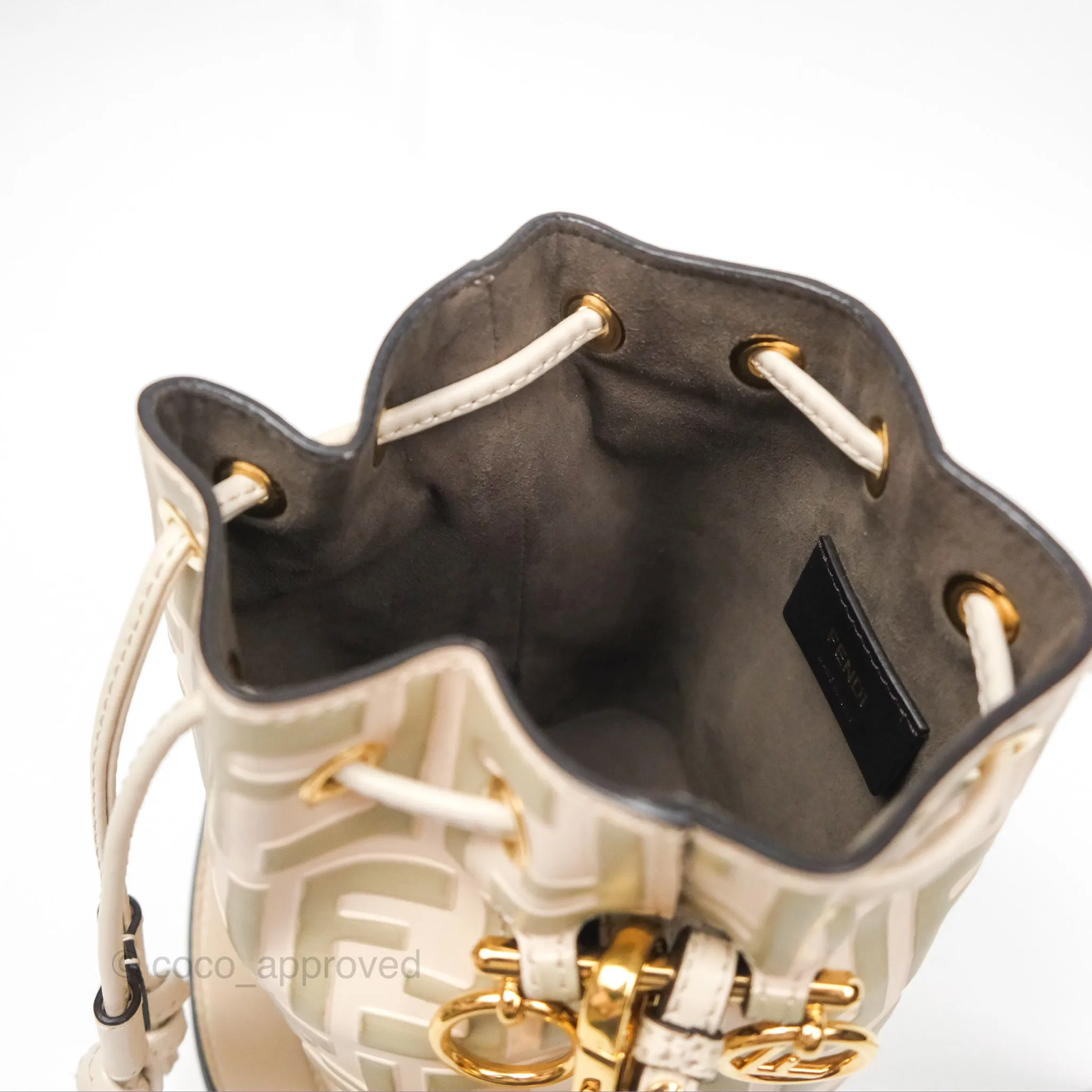 Fendi Mini Mon Tresor Bucket Bag FF Motif Beige