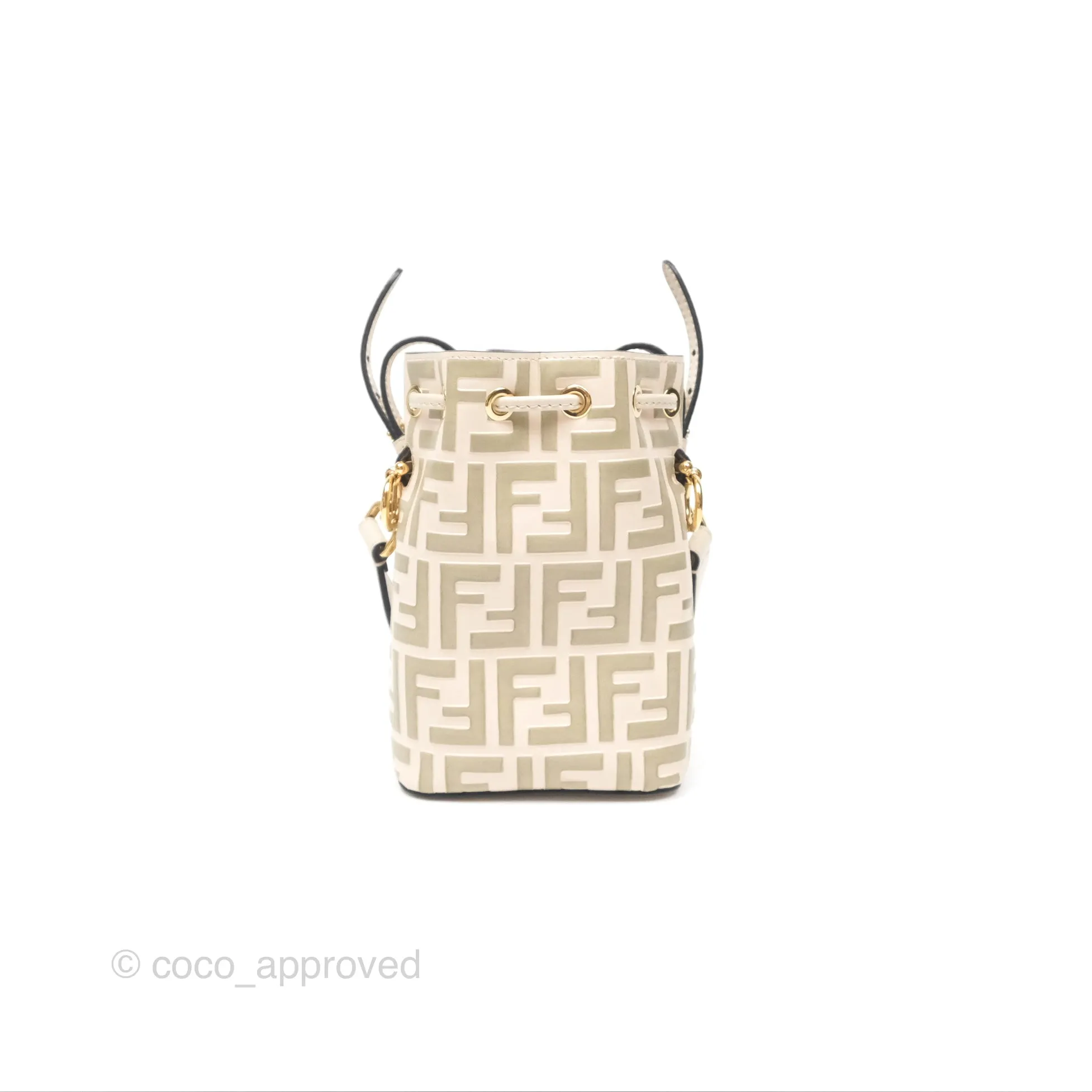 Fendi Mini Mon Tresor Bucket Bag FF Motif Beige
