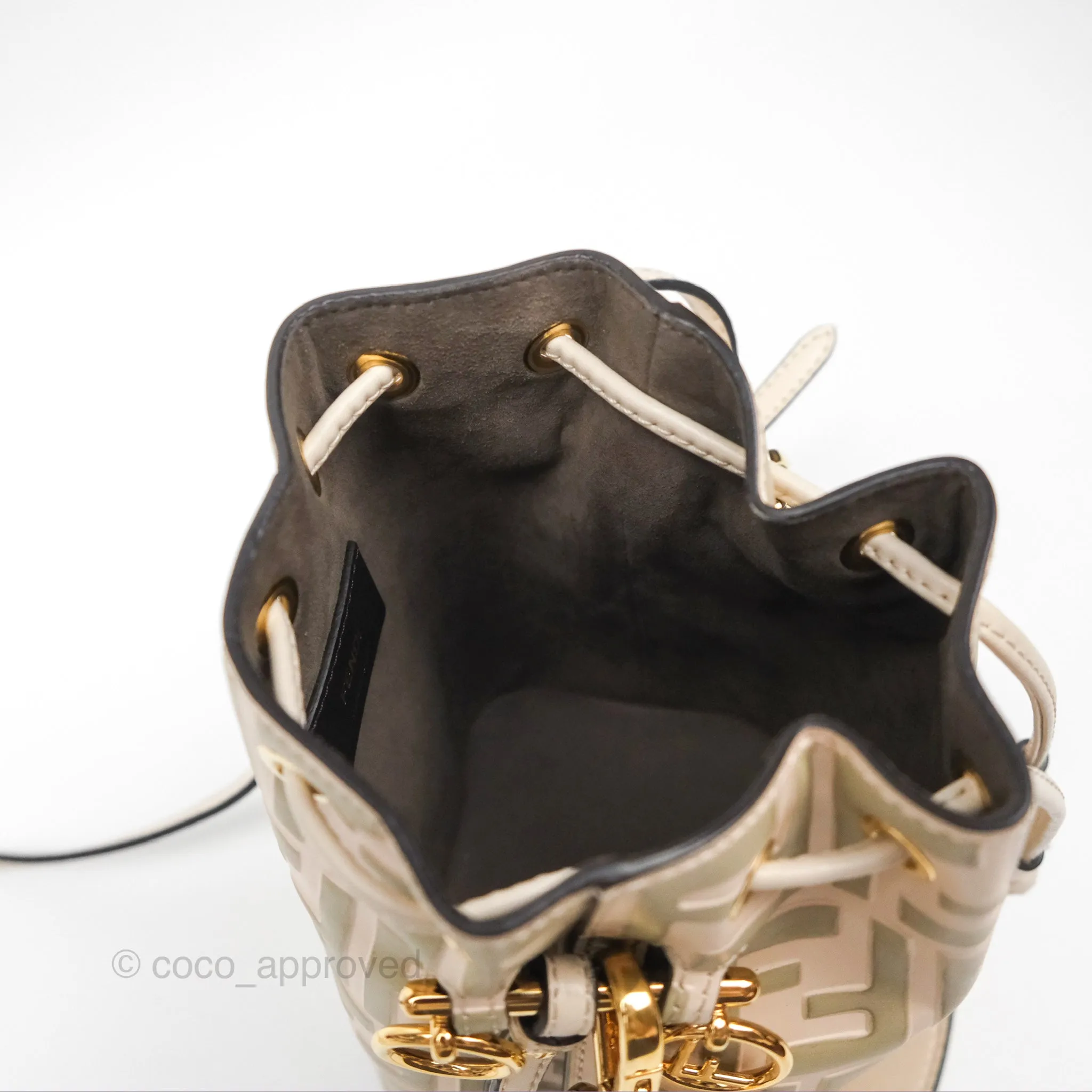 Fendi Mini Mon Tresor Bucket Bag FF Motif Beige