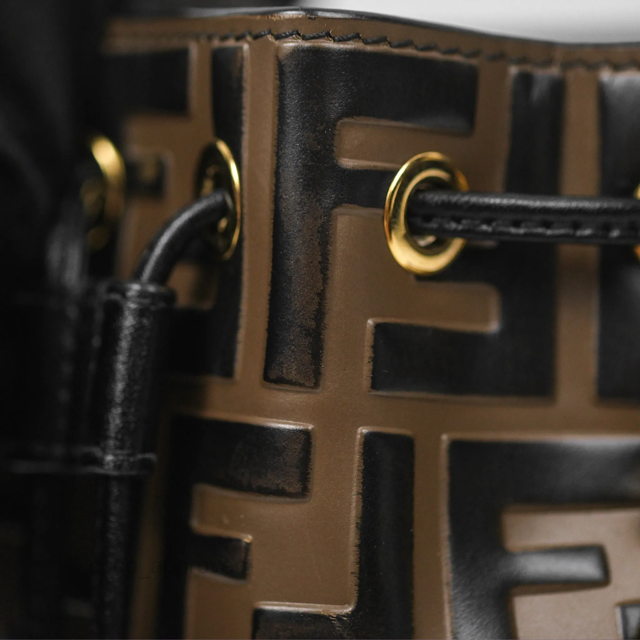 Fendi Mini Mon Tresor Bucket Bag FF Motif Brown