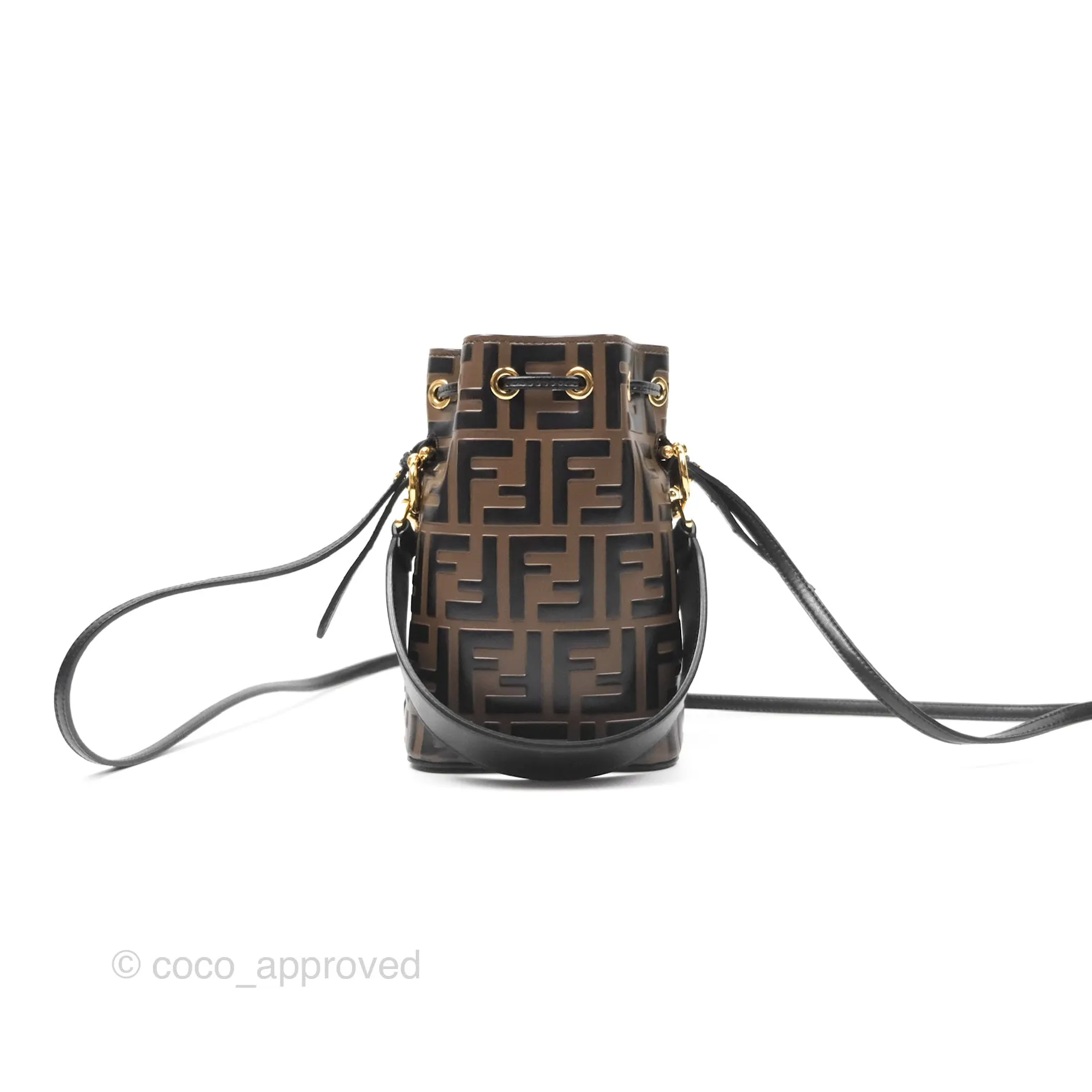 Fendi Mini Mon Tresor Bucket Bag FF Motif Brown
