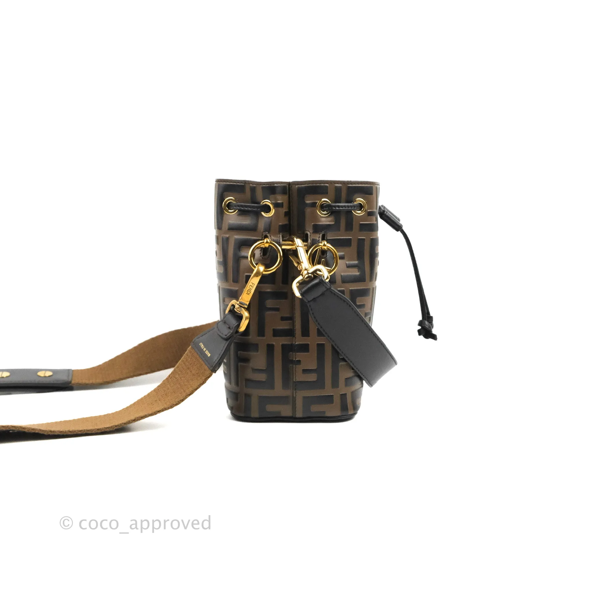 Fendi Mini Mon Tresor Bucket Bag FF Motif Brown