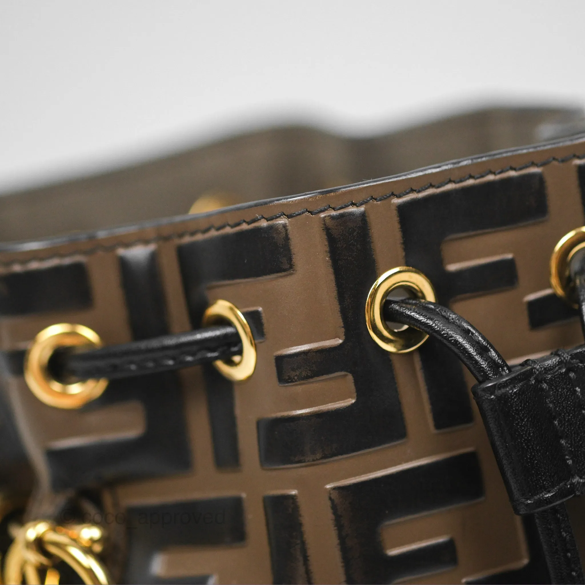 Fendi Mini Mon Tresor Bucket Bag FF Motif Brown