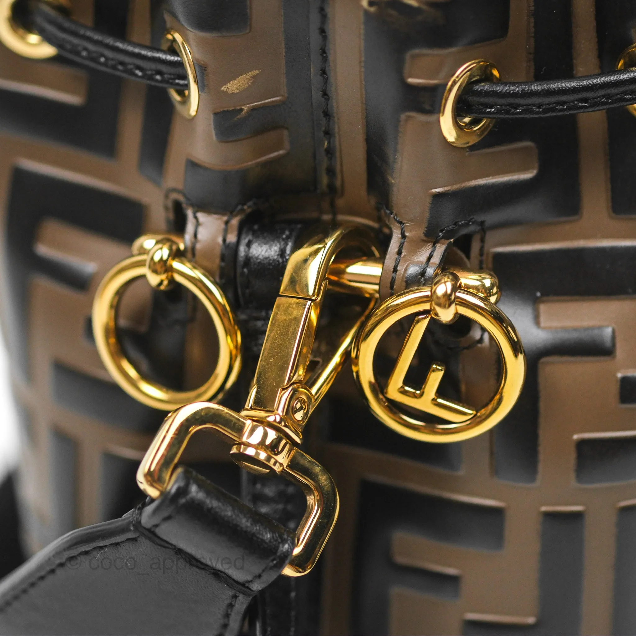 Fendi Mini Mon Tresor Bucket Bag FF Motif Brown