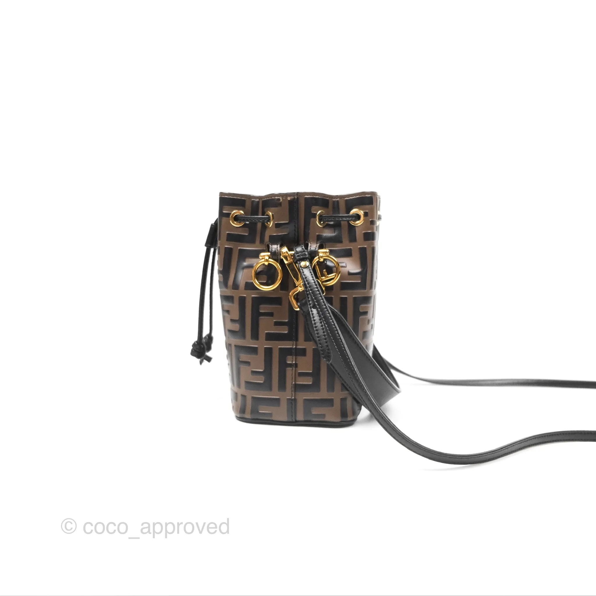 Fendi Mini Mon Tresor Bucket Bag FF Motif Brown