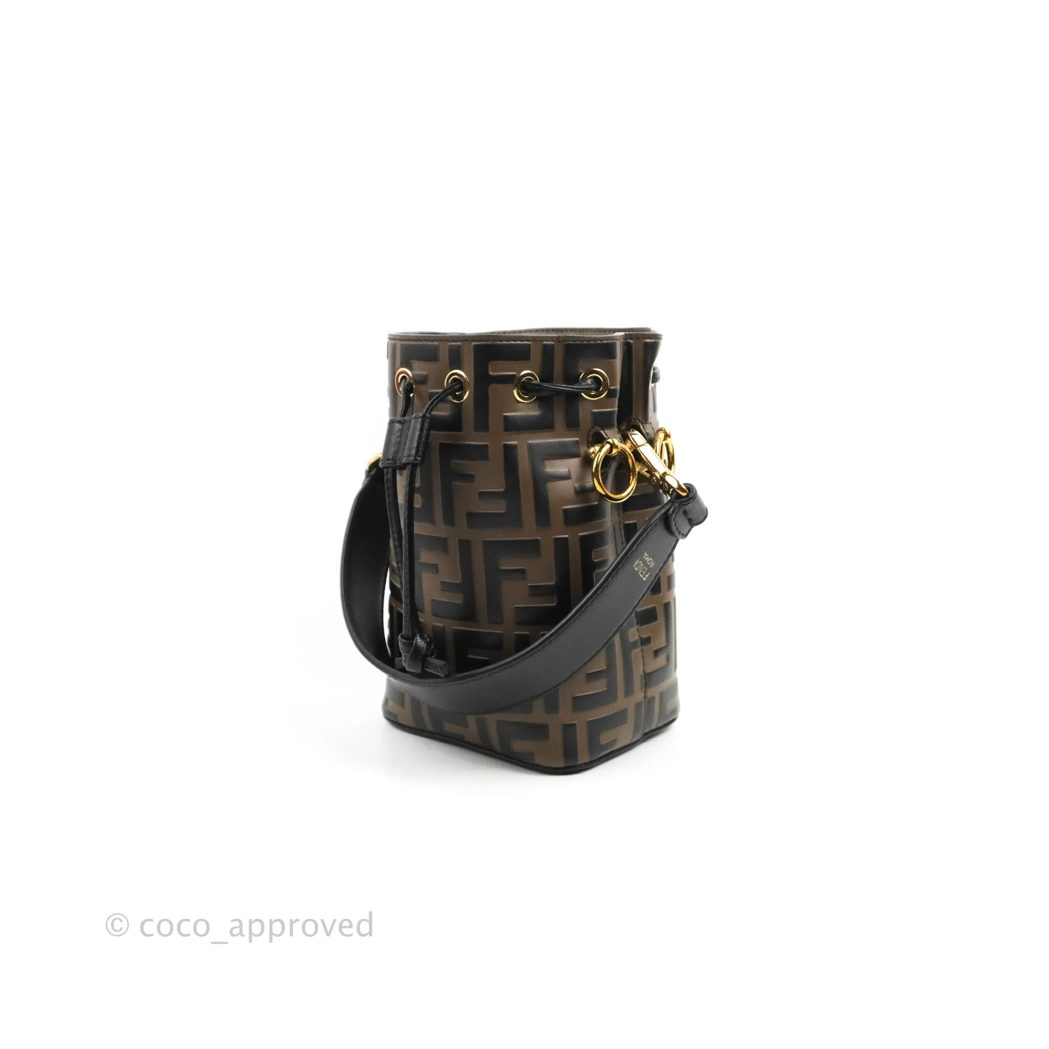 Fendi Mini Mon Tresor Bucket Bag FF Motif Brown
