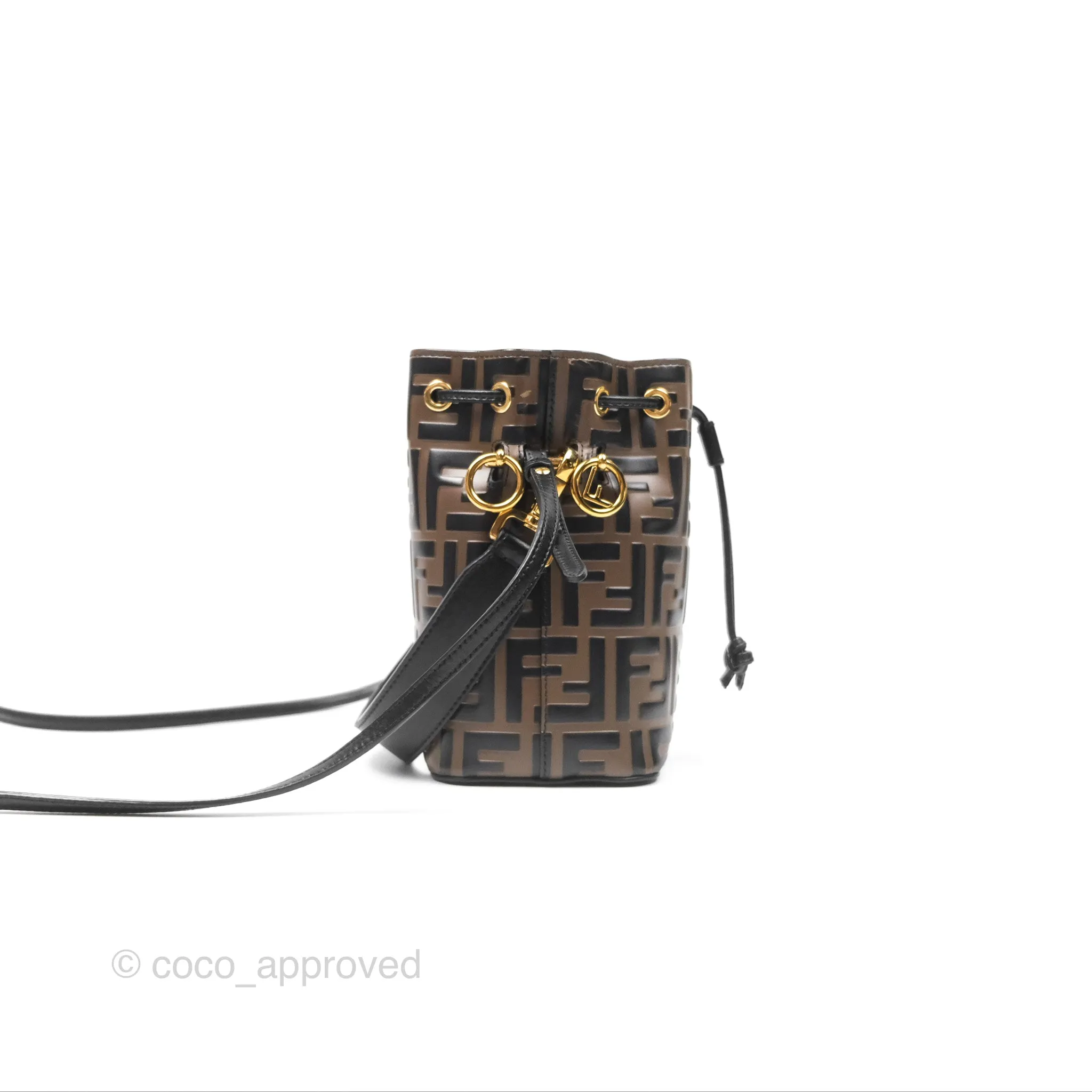Fendi Mini Mon Tresor Bucket Bag FF Motif Brown