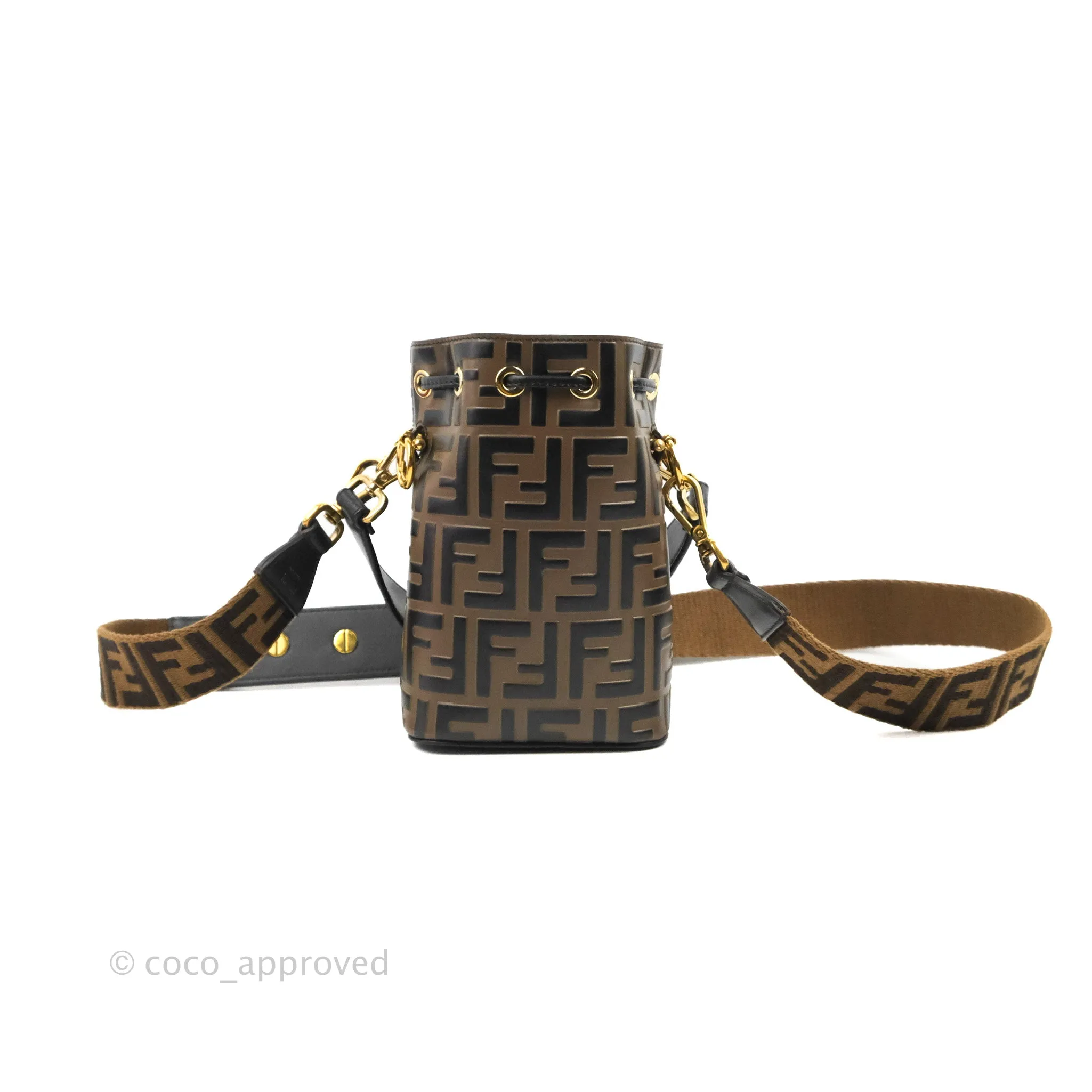 Fendi Mini Mon Tresor Bucket Bag FF Motif Brown