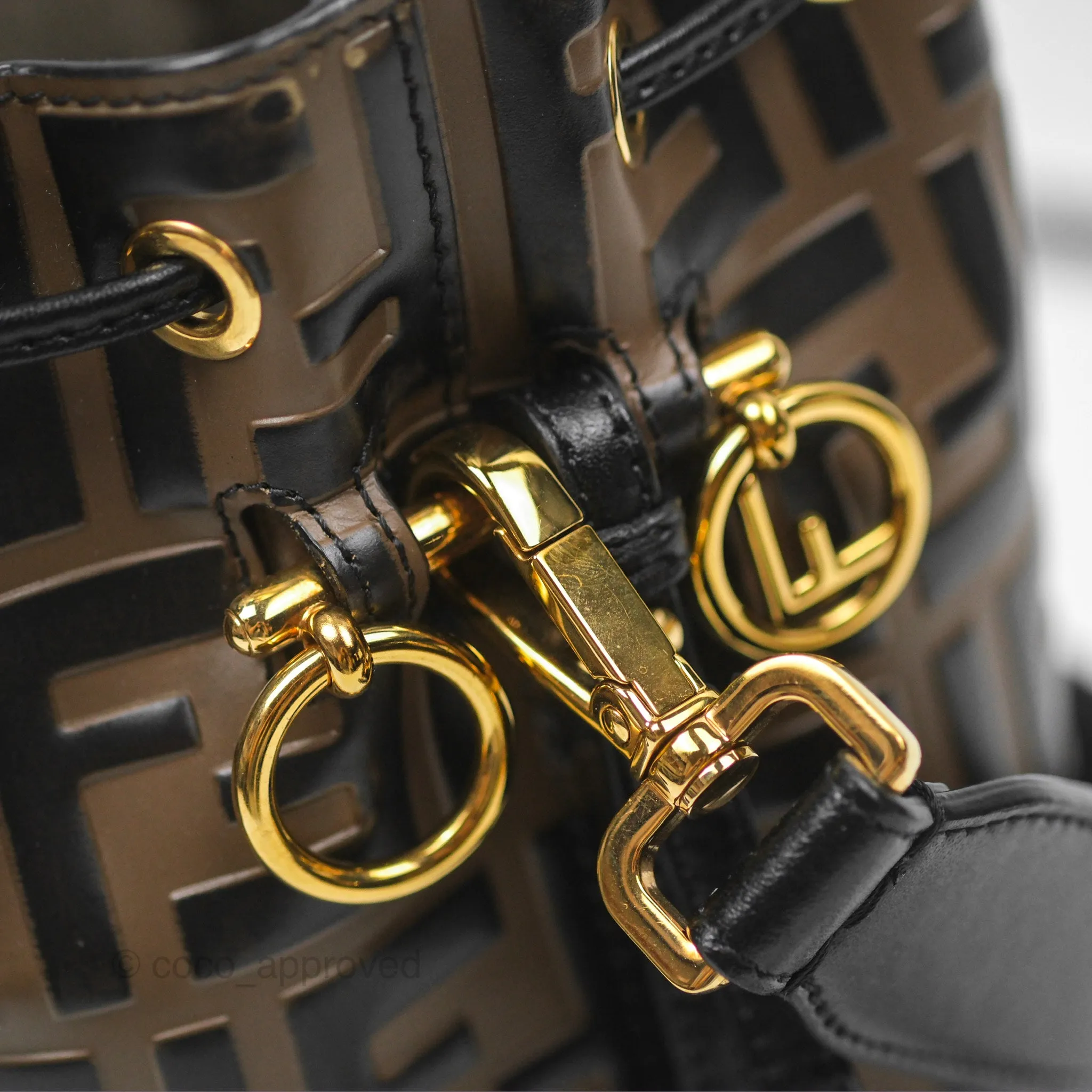Fendi Mini Mon Tresor Bucket Bag FF Motif Brown