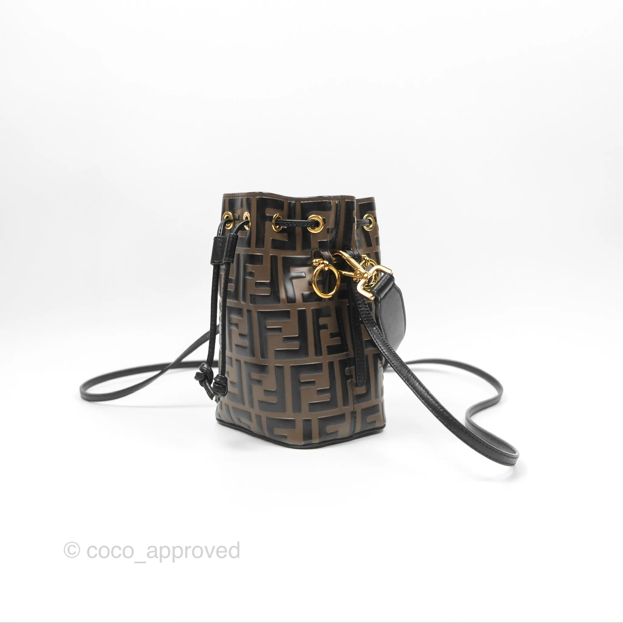 Fendi Mini Mon Tresor Bucket Bag FF Motif Brown