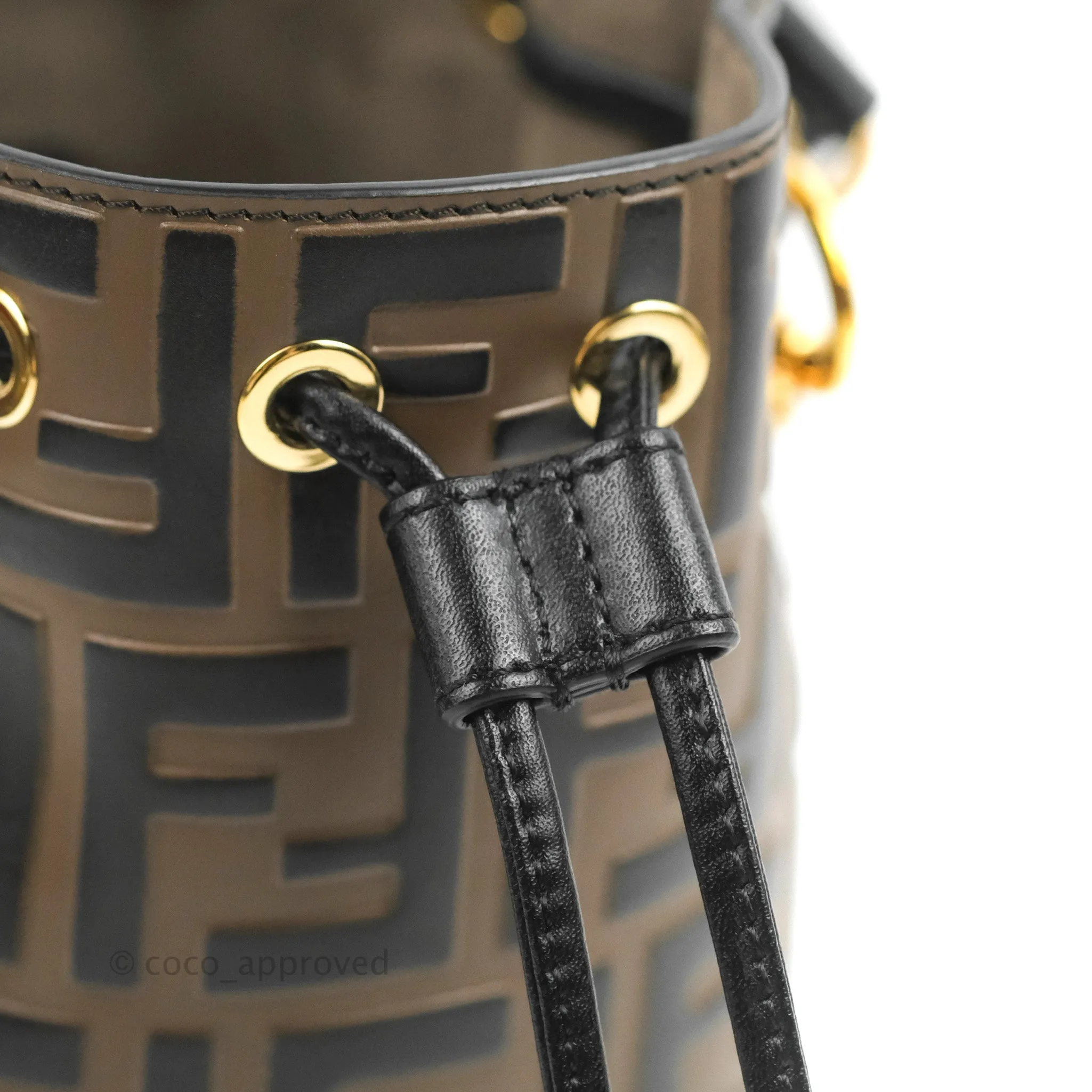 Fendi Mini Mon Tresor Bucket Bag FF Motif Brown