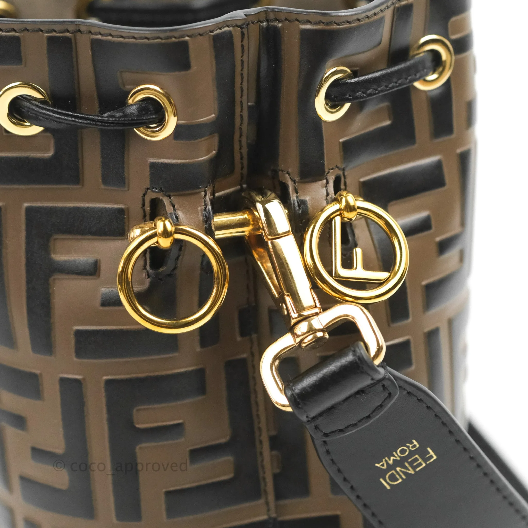 Fendi Mini Mon Tresor Bucket Bag FF Motif Brown
