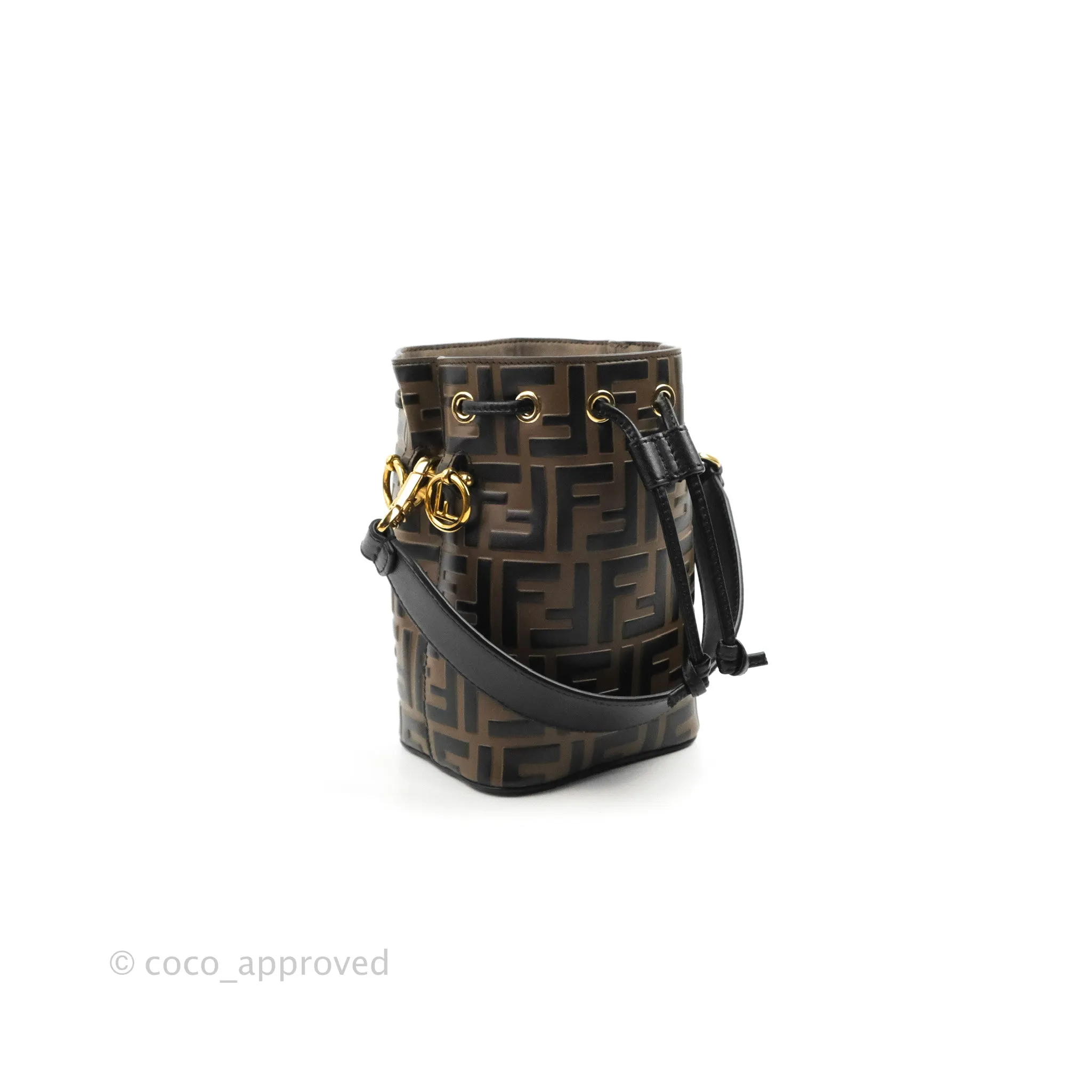 Fendi Mini Mon Tresor Bucket Bag FF Motif Brown