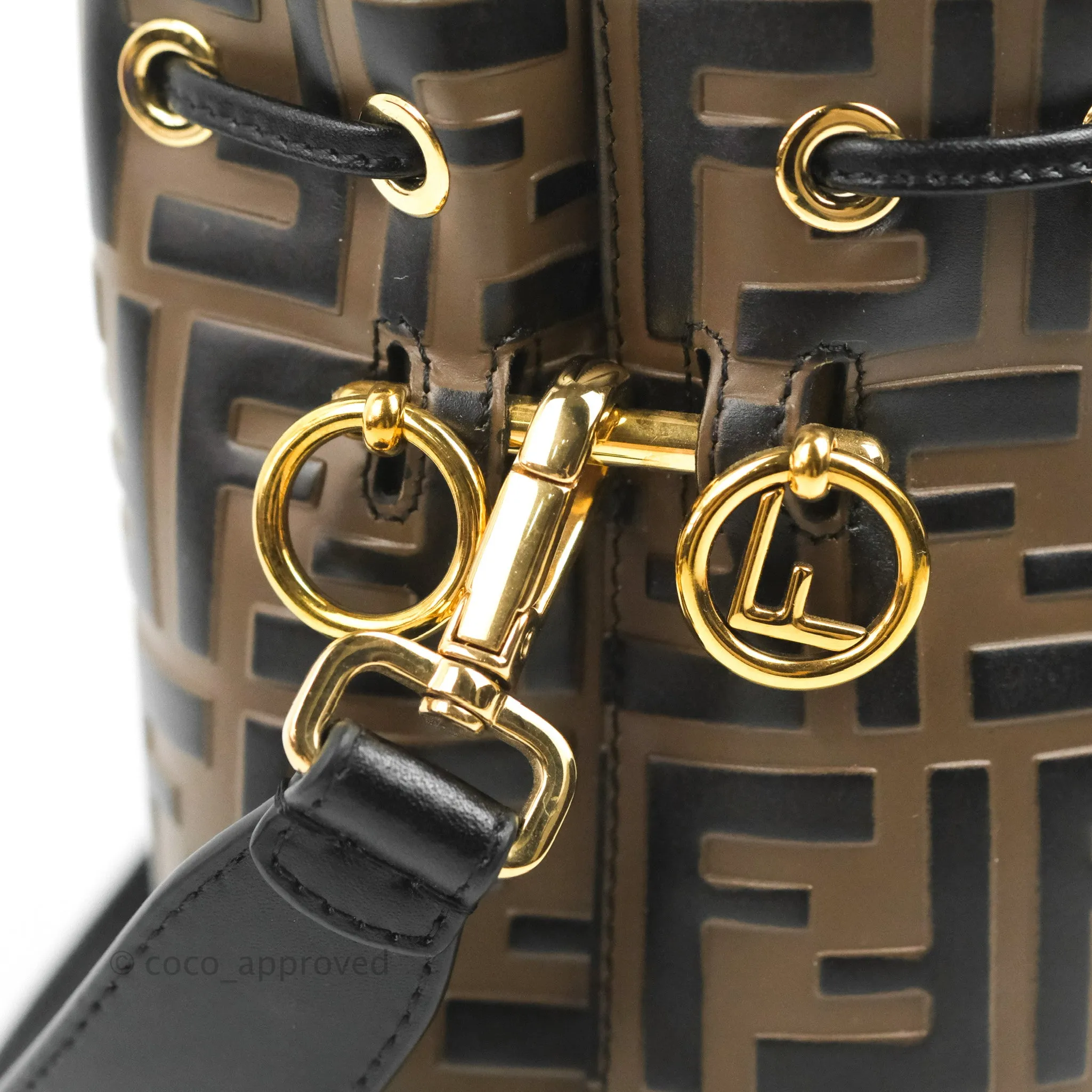 Fendi Mini Mon Tresor Bucket Bag FF Motif Brown