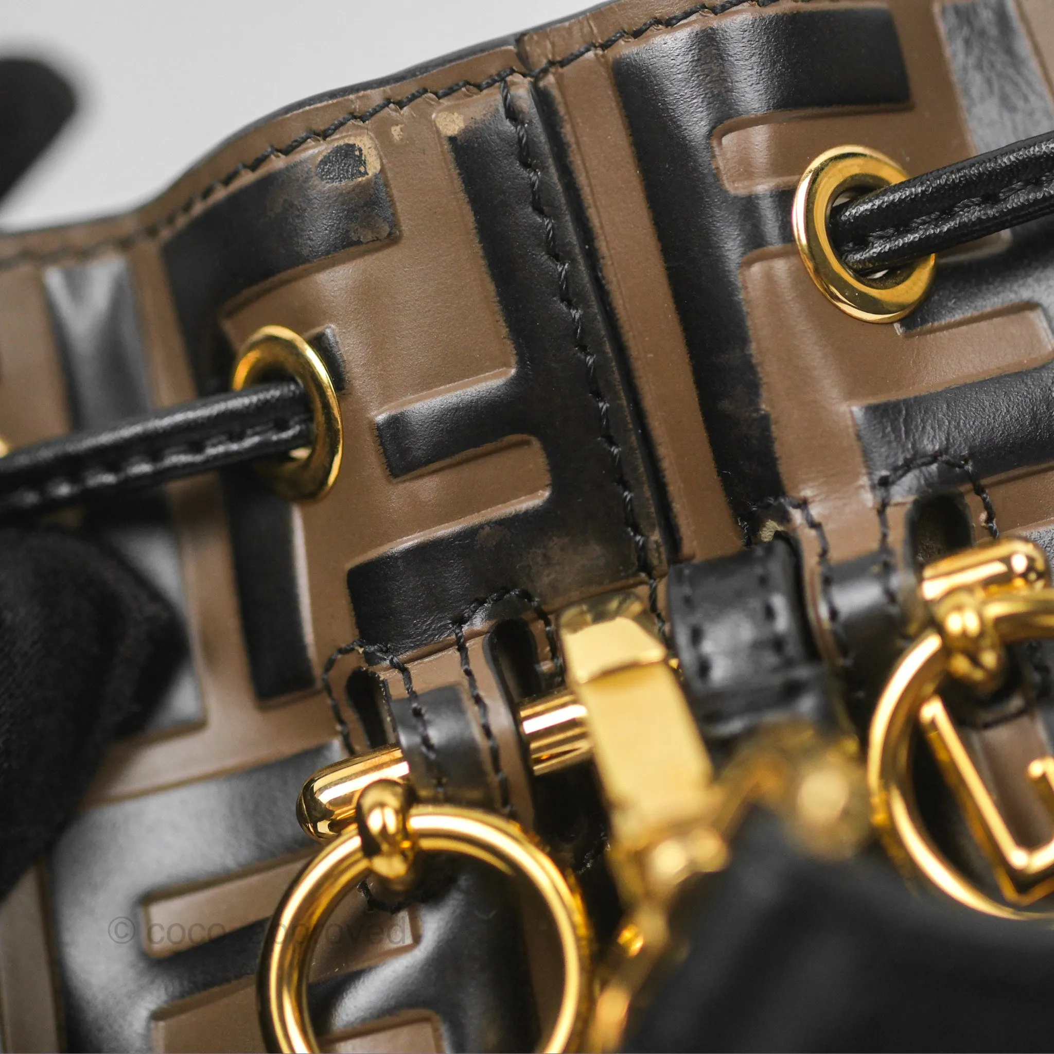 Fendi Mini Mon Tresor Bucket Bag FF Motif Brown
