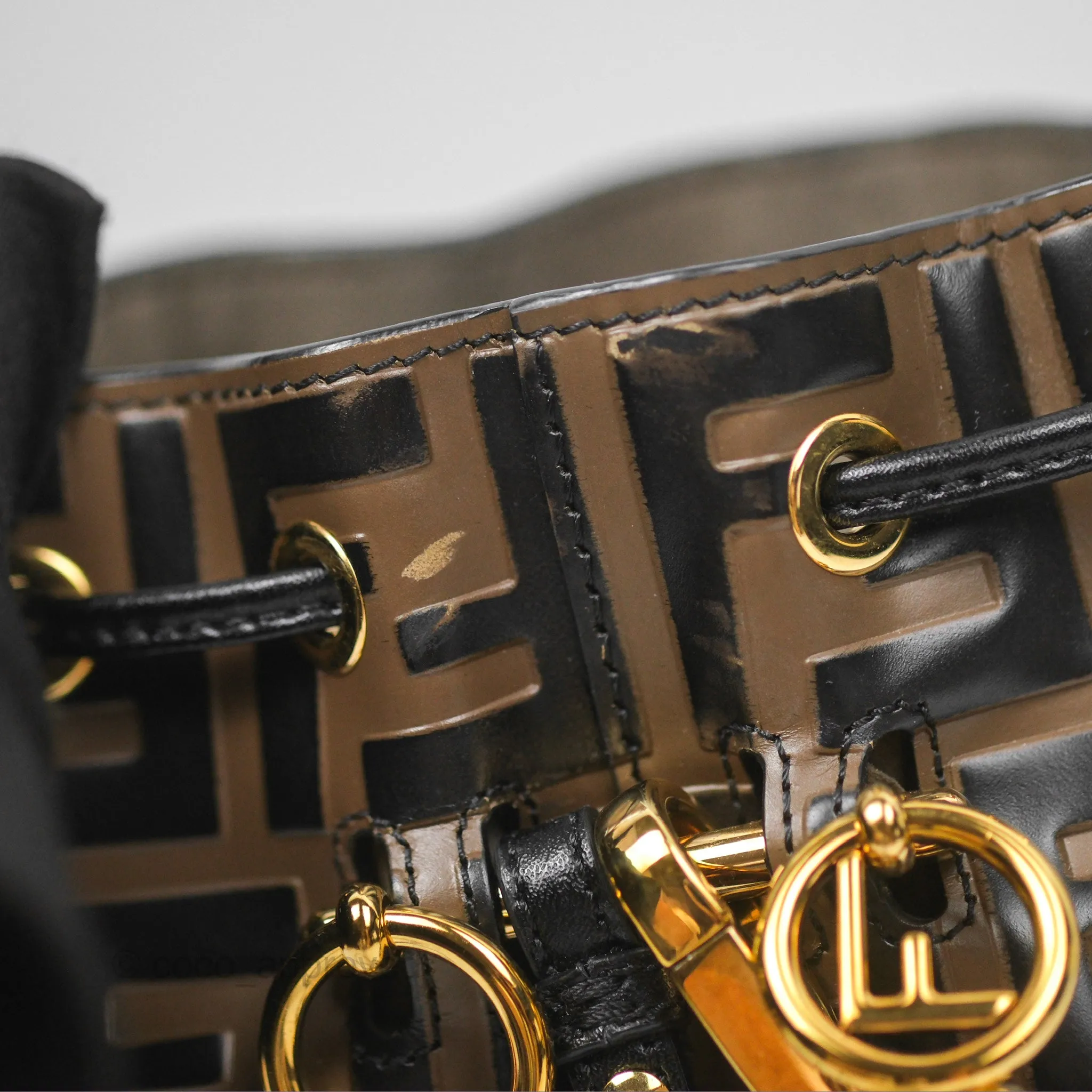 Fendi Mini Mon Tresor Bucket Bag FF Motif Brown