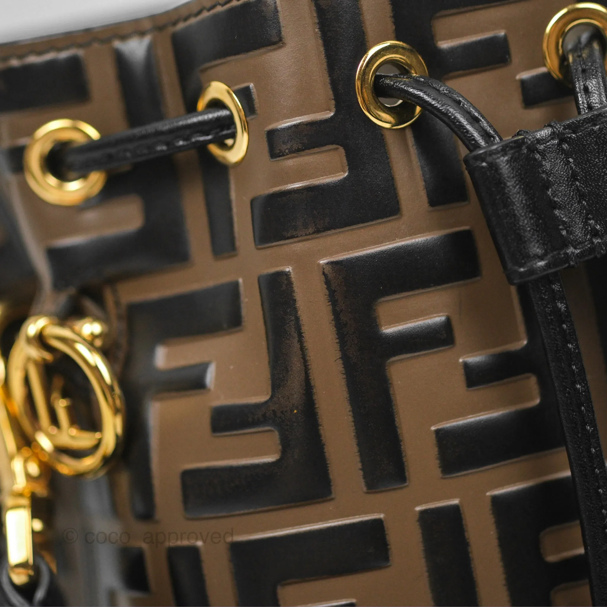 Fendi Mini Mon Tresor Bucket Bag FF Motif Brown