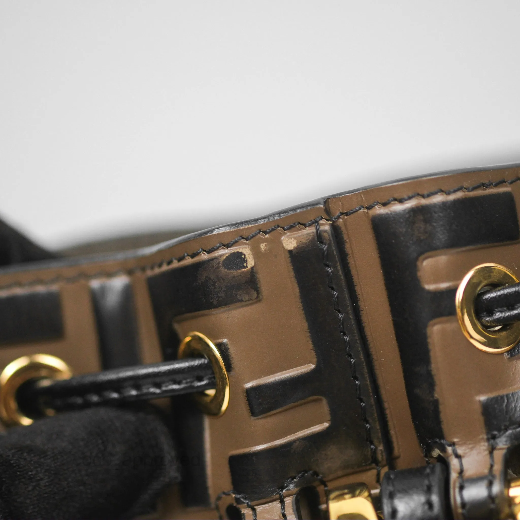 Fendi Mini Mon Tresor Bucket Bag FF Motif Brown