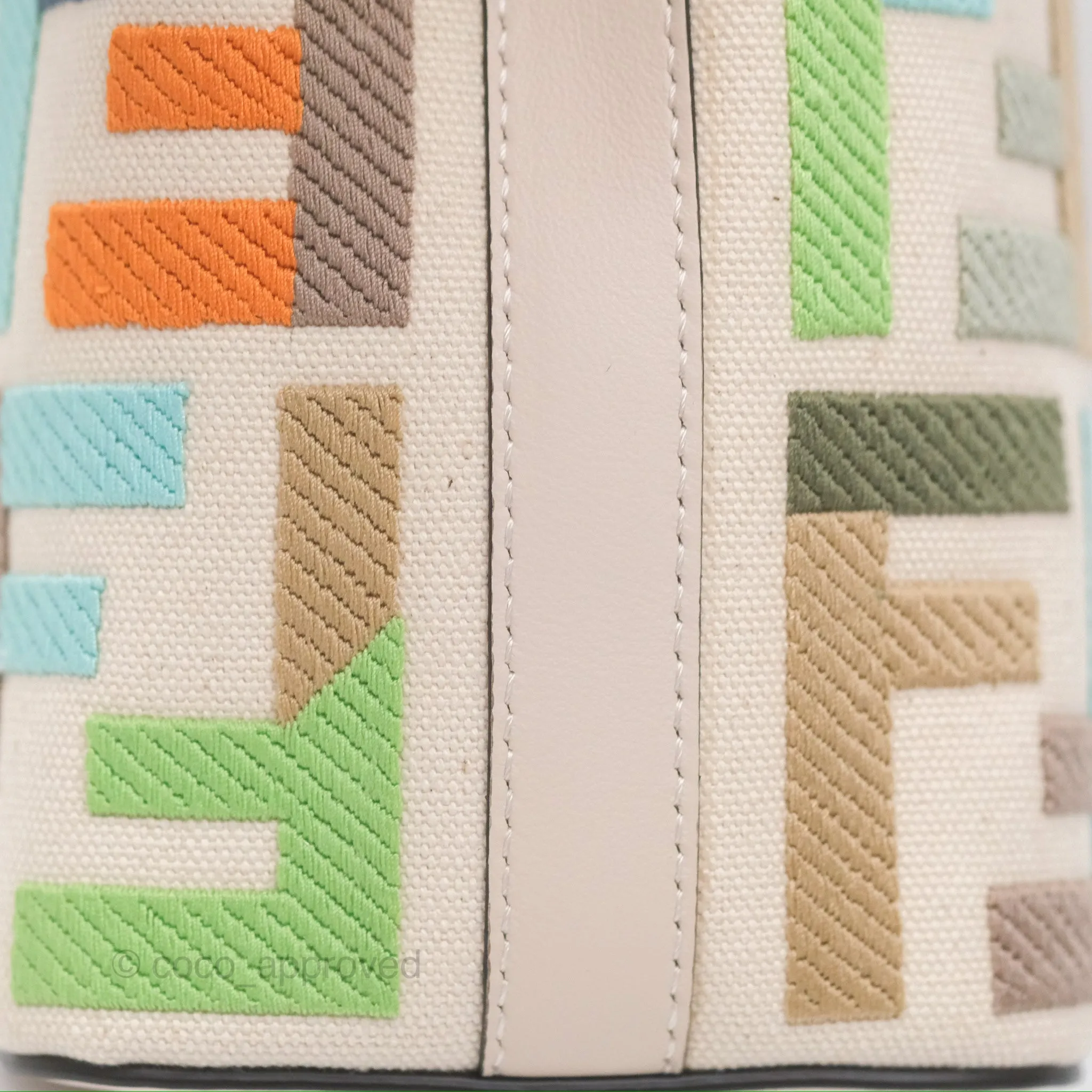 Fendi Mini Mon Tresor Bucket Bag In FF Canvas Grezzo Multicolor Latte Gold Hardware