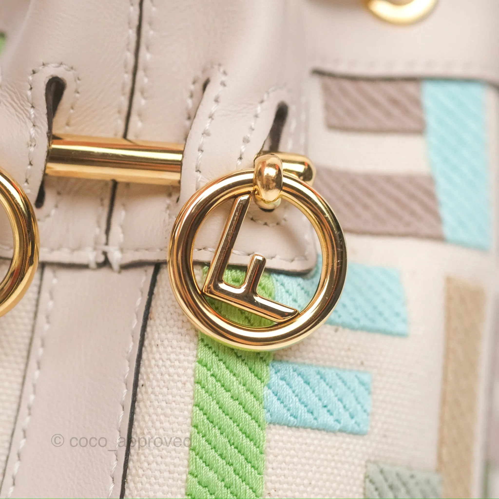 Fendi Mini Mon Tresor Bucket Bag In FF Canvas Grezzo Multicolor Latte Gold Hardware