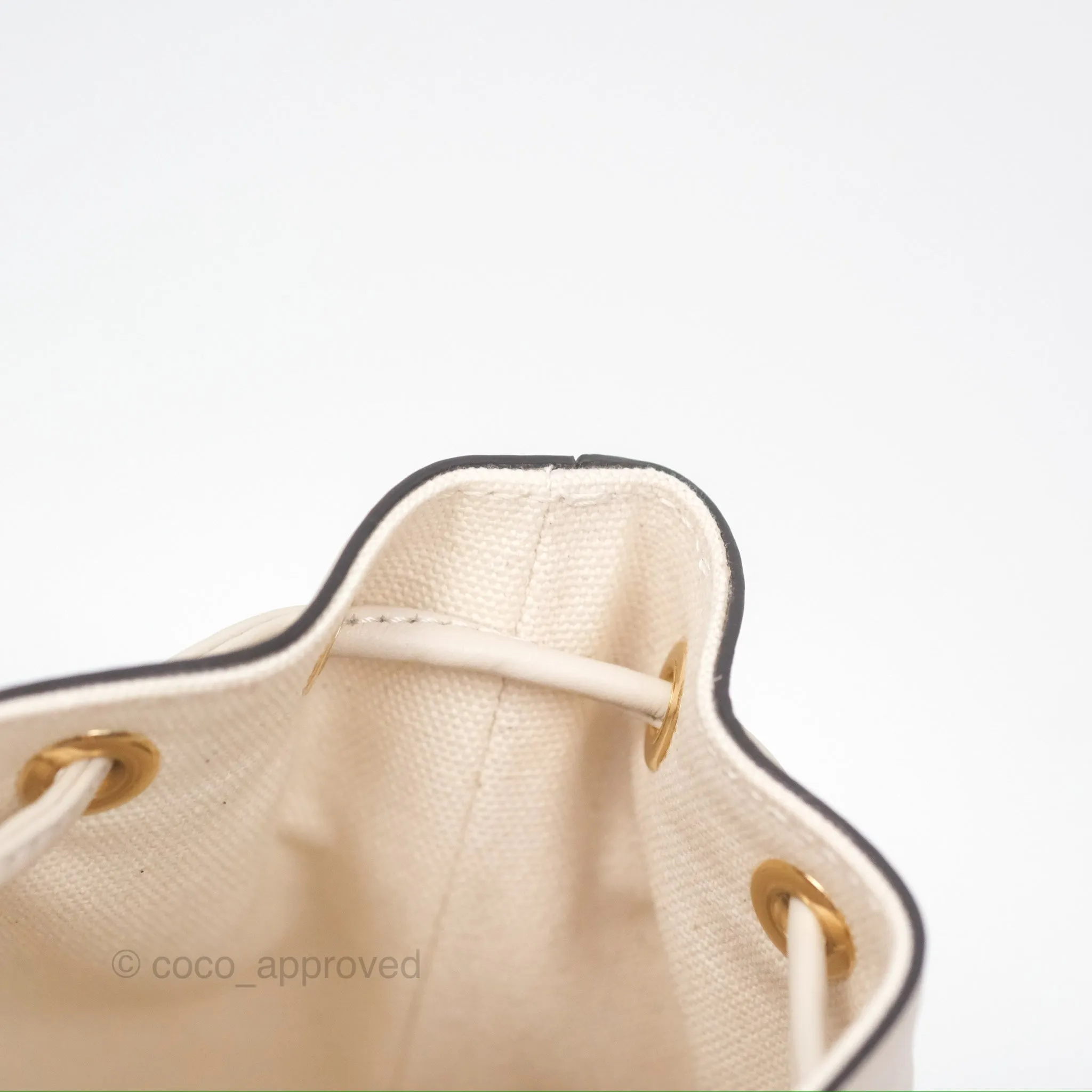 Fendi Mini Mon Tresor Bucket Bag In FF Canvas Grezzo Multicolor Latte Gold Hardware
