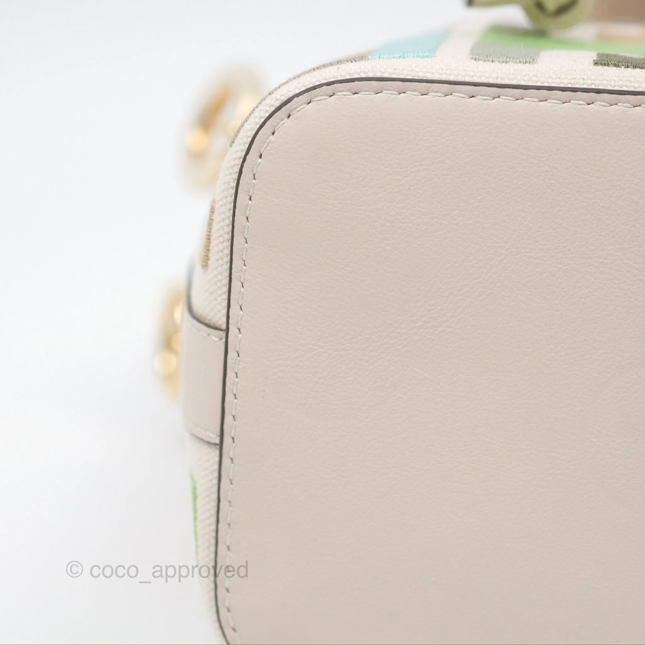 Fendi Mini Mon Tresor Bucket Bag In FF Canvas Grezzo Multicolor Latte Gold Hardware