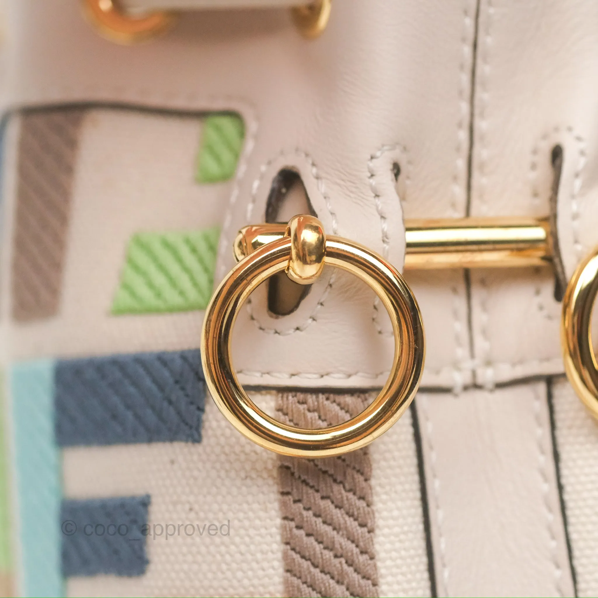 Fendi Mini Mon Tresor Bucket Bag In FF Canvas Grezzo Multicolor Latte Gold Hardware