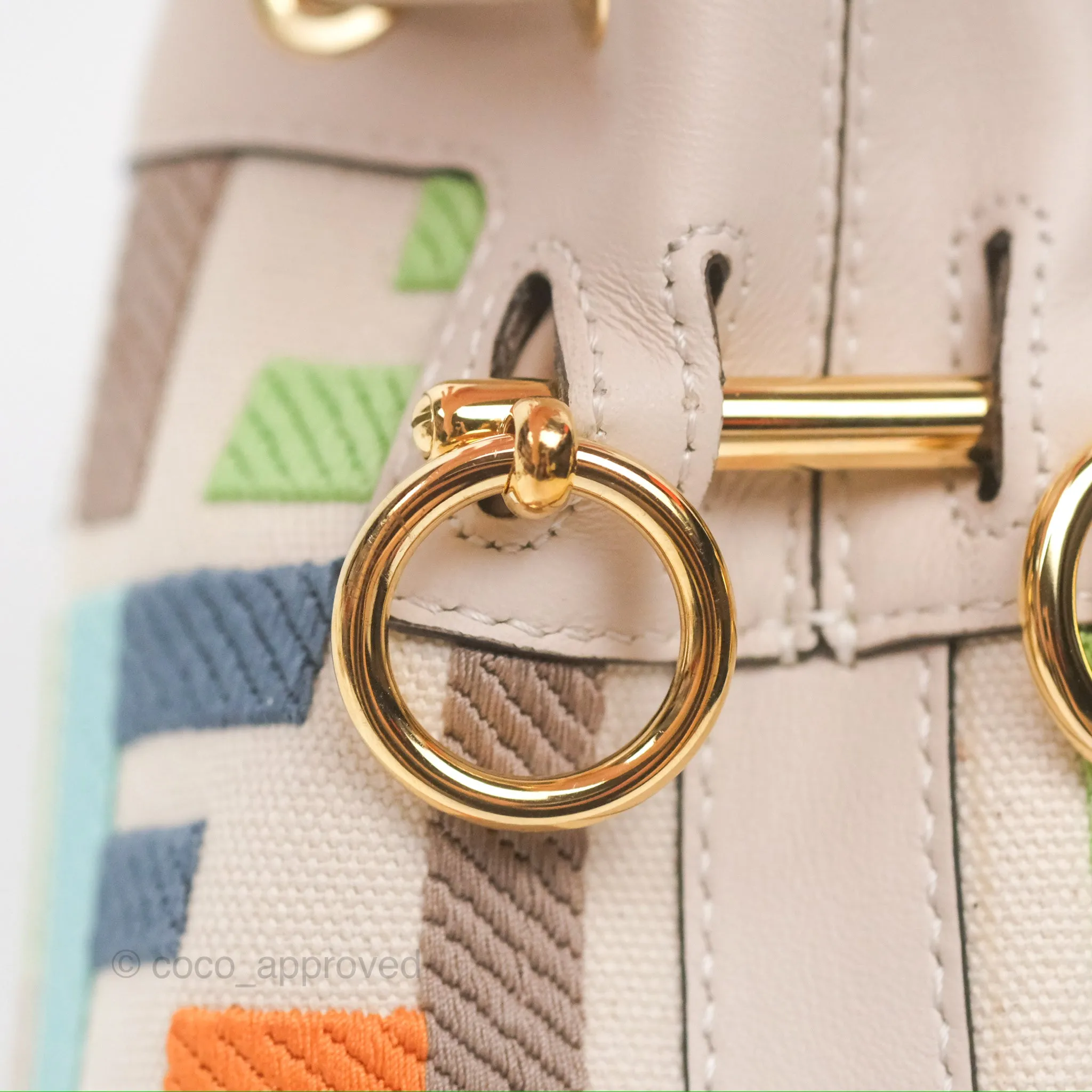 Fendi Mini Mon Tresor Bucket Bag In FF Canvas Grezzo Multicolor Latte Gold Hardware