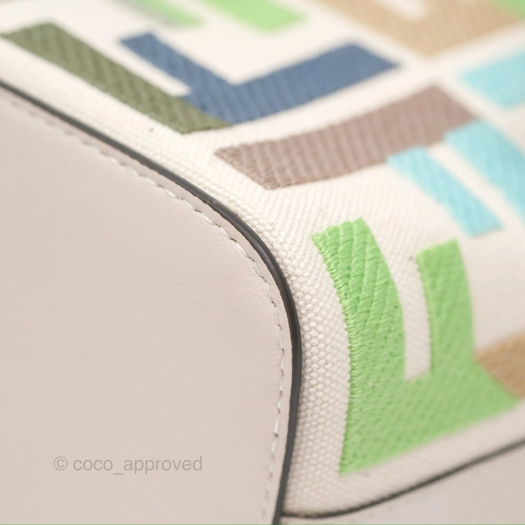 Fendi Mini Mon Tresor Bucket Bag In FF Canvas Grezzo Multicolor Latte Gold Hardware