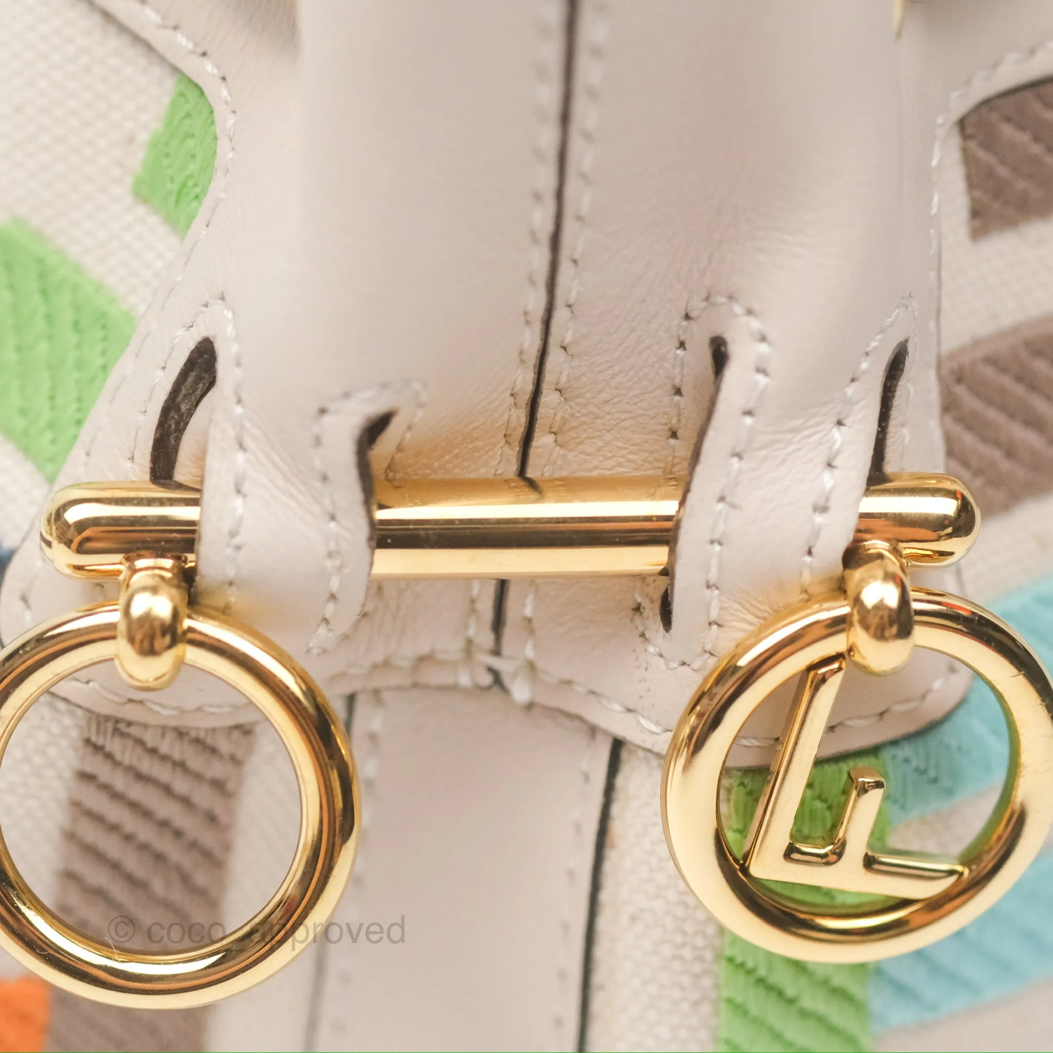 Fendi Mini Mon Tresor Bucket Bag In FF Canvas Grezzo Multicolor Latte Gold Hardware