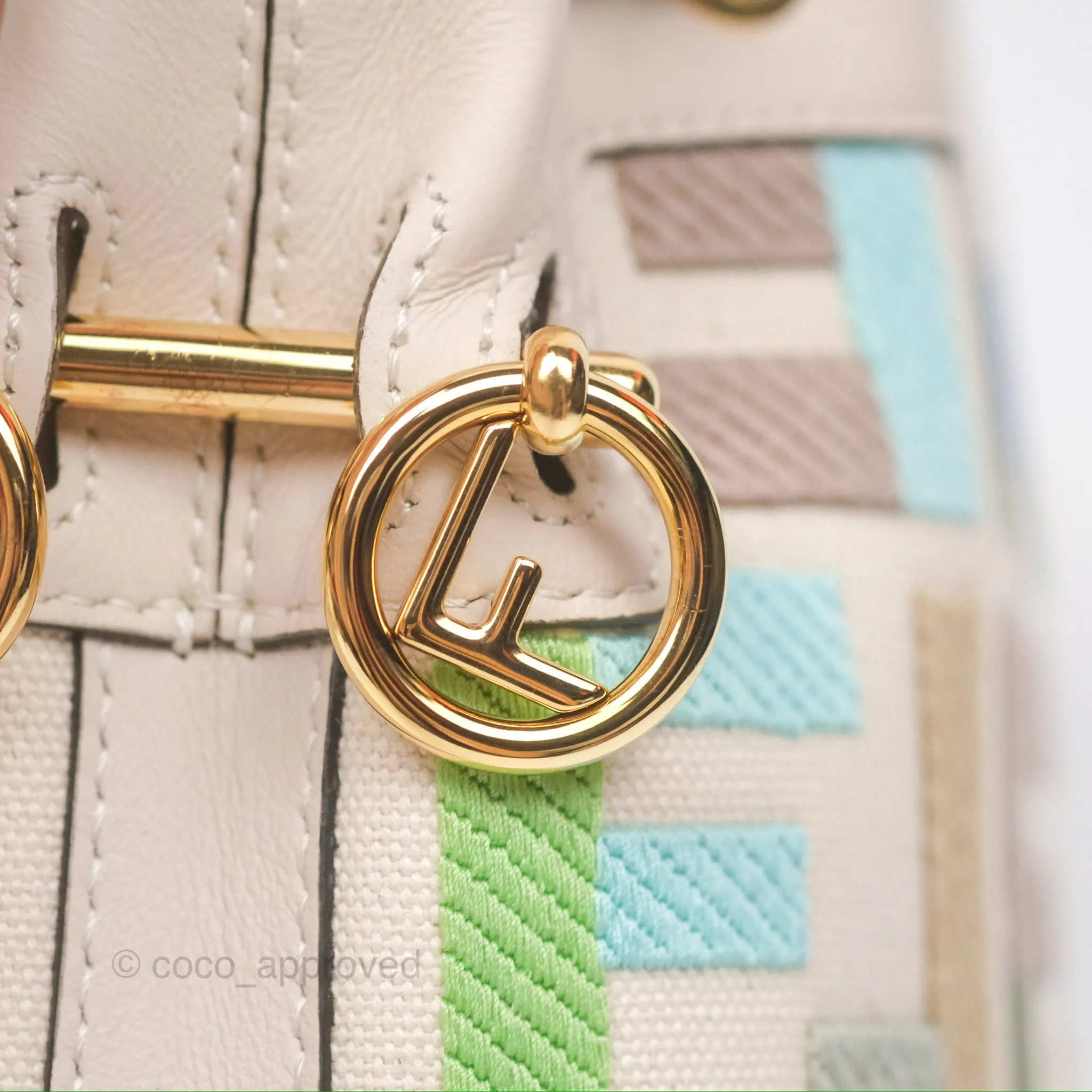Fendi Mini Mon Tresor Bucket Bag In FF Canvas Grezzo Multicolor Latte Gold Hardware