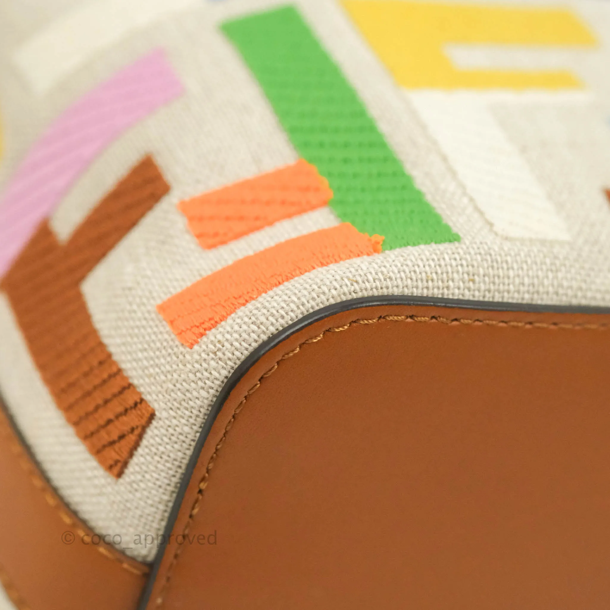 Fendi Mini Mon Tresor Bucket Bag In FF Motif Canvas Multicolor Gold Hardware
