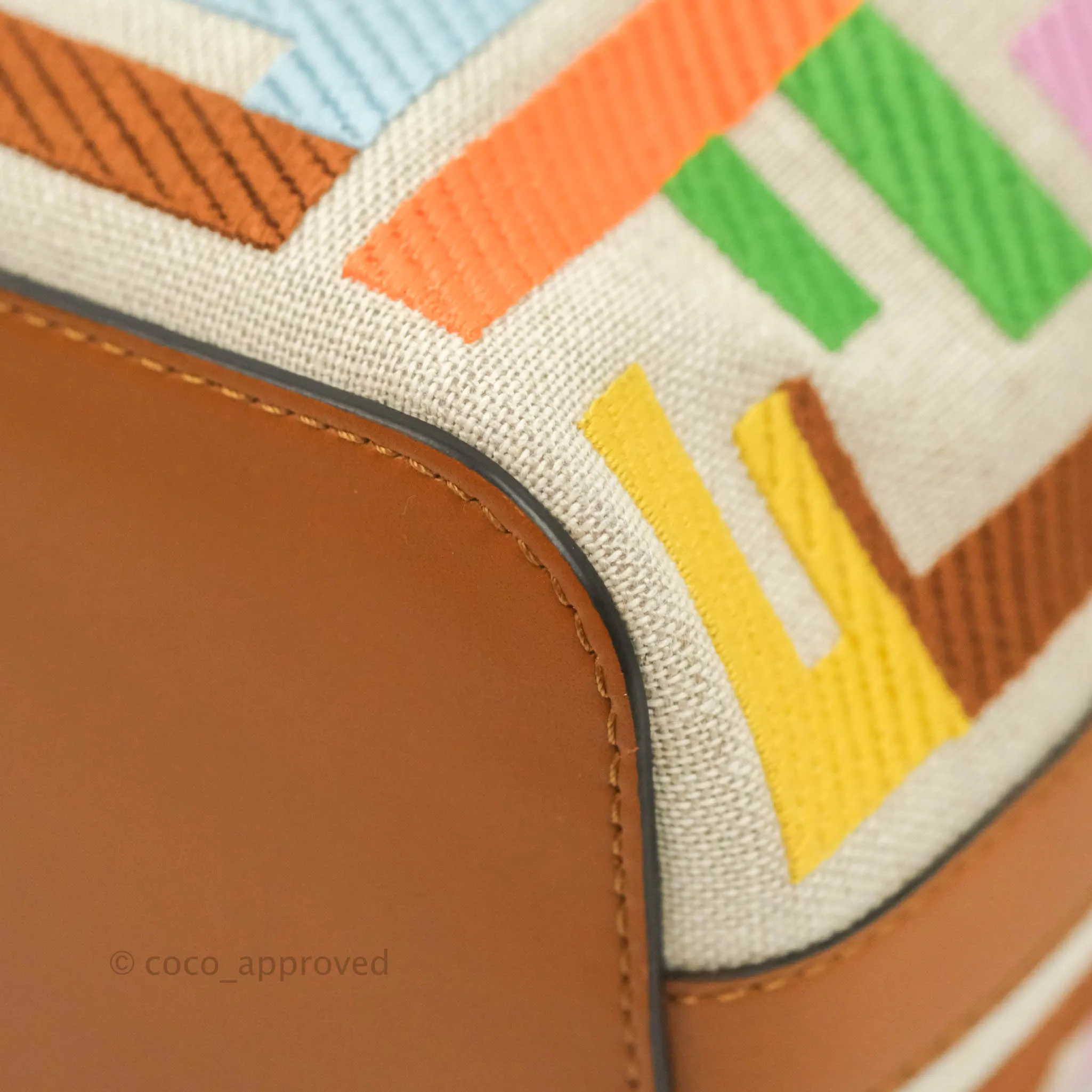 Fendi Mini Mon Tresor Bucket Bag In FF Motif Canvas Multicolor Gold Hardware