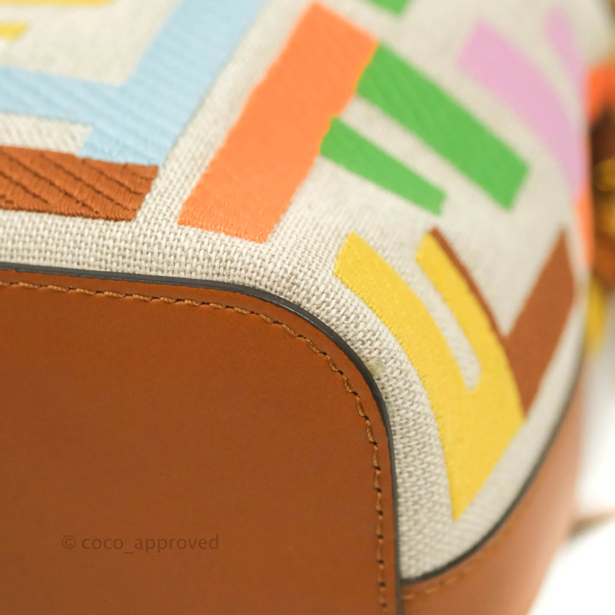 Fendi Mini Mon Tresor Bucket Bag In FF Motif Canvas Multicolor Gold Hardware