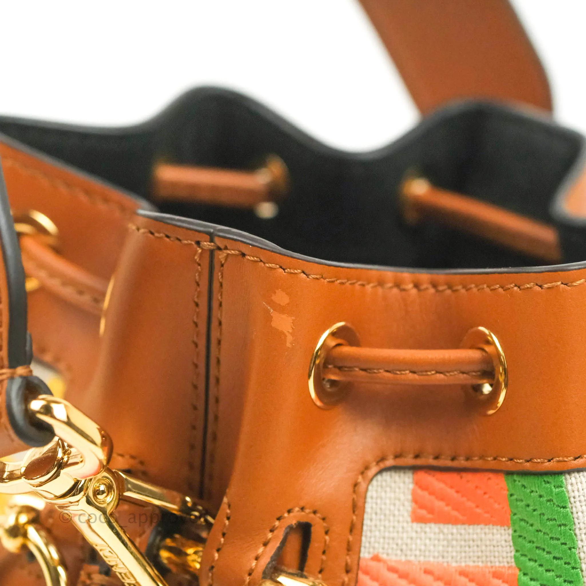 Fendi Mini Mon Tresor Bucket Bag In FF Motif Canvas Multicolor Gold Hardware