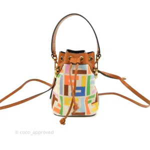 Fendi Mini Mon Tresor Bucket Bag In FF Motif Canvas Multicolor Gold Hardware
