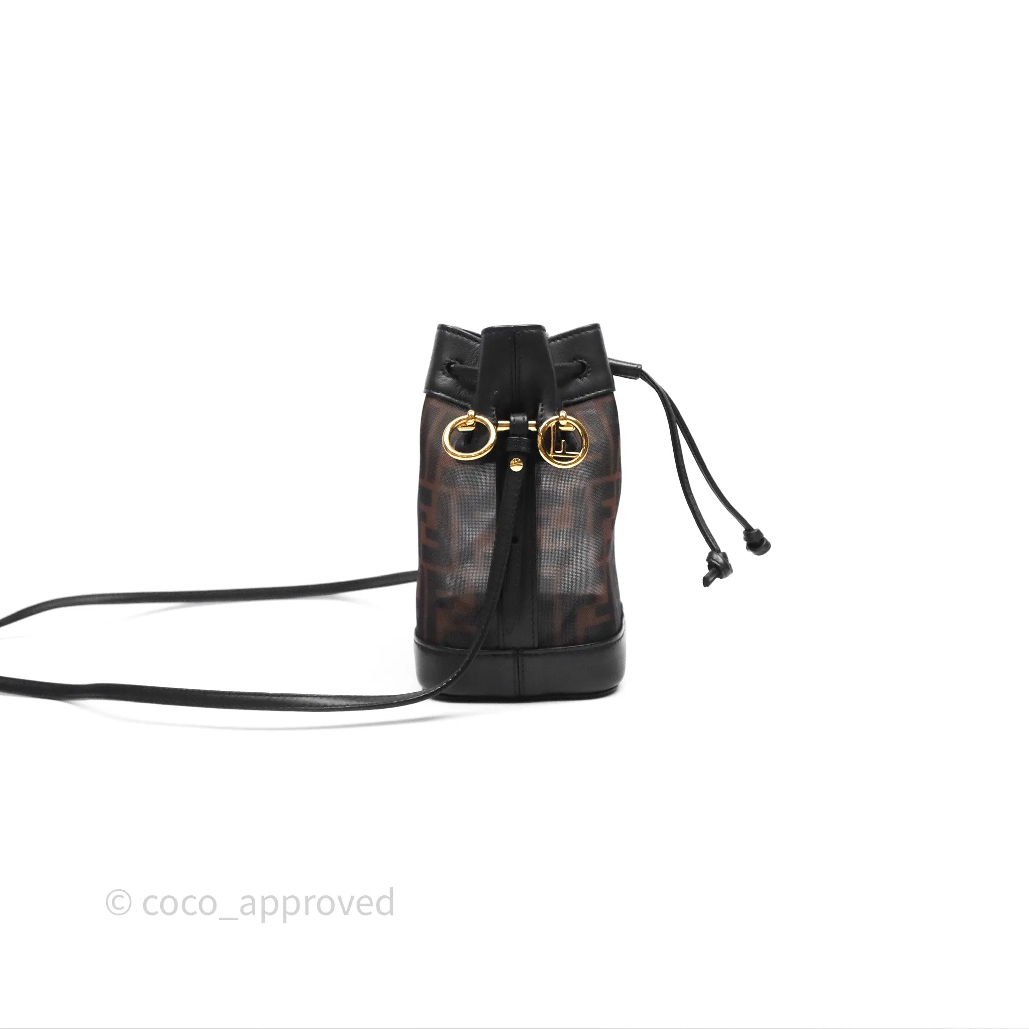 Fendi Mini Mon Tresor Bucket Bag Zucca See Through Mesh Brown/Black/Ebony
