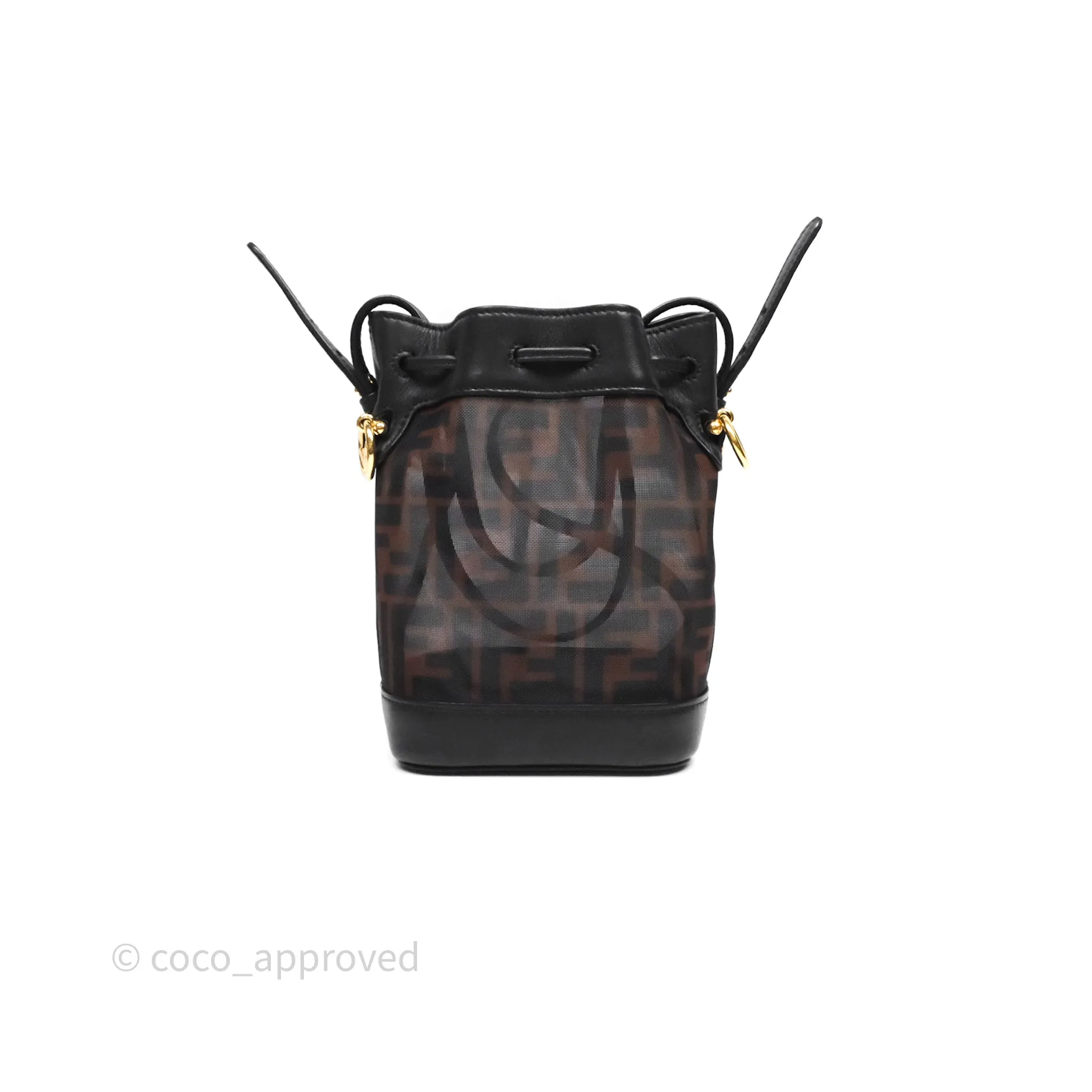 Fendi Mini Mon Tresor Bucket Bag Zucca See Through Mesh Brown/Black/Ebony