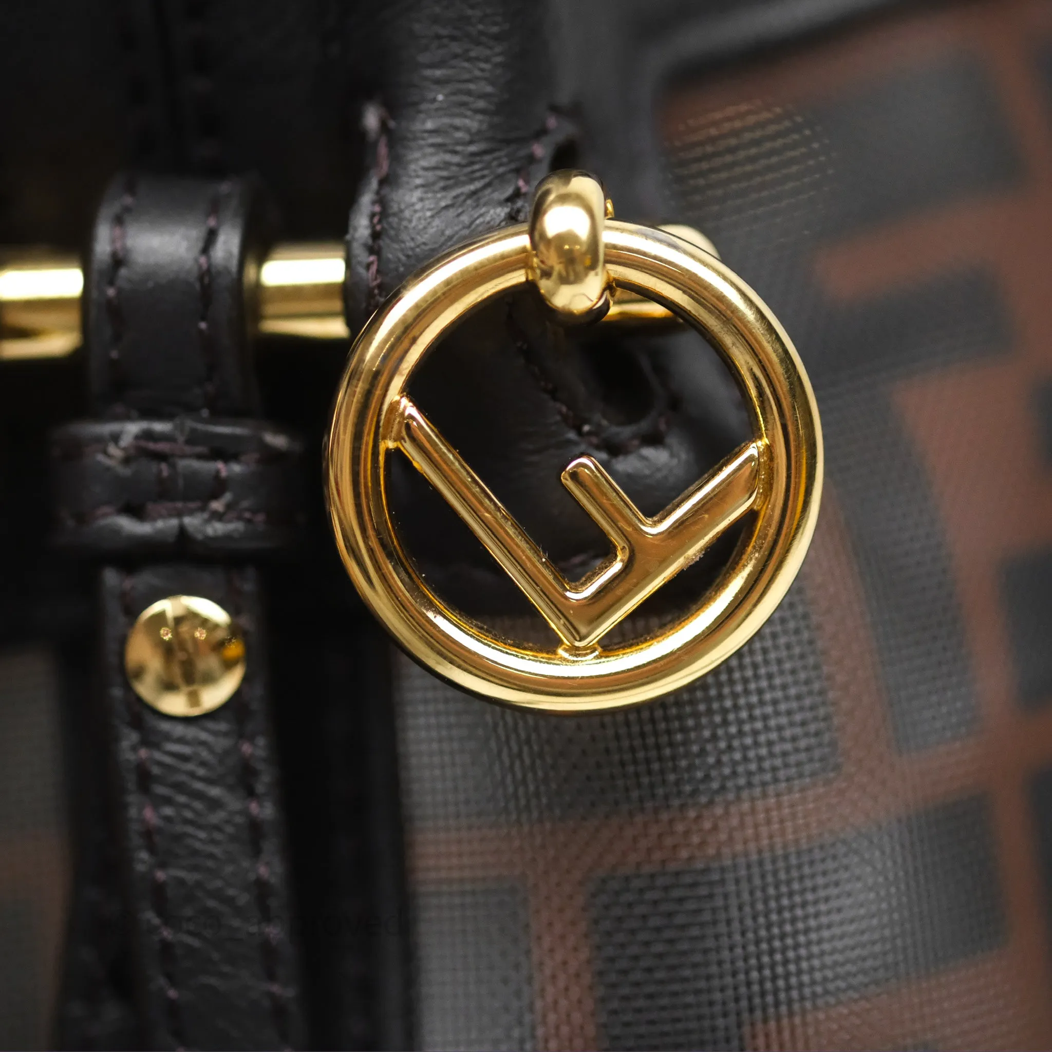 Fendi Mini Mon Tresor Bucket Bag Zucca See Through Mesh Brown/Black/Ebony